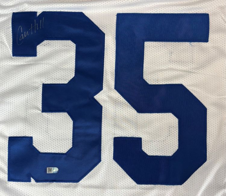 Calvin Hill Dallas Signed White Football Jersey Sports Integrity - Image 2