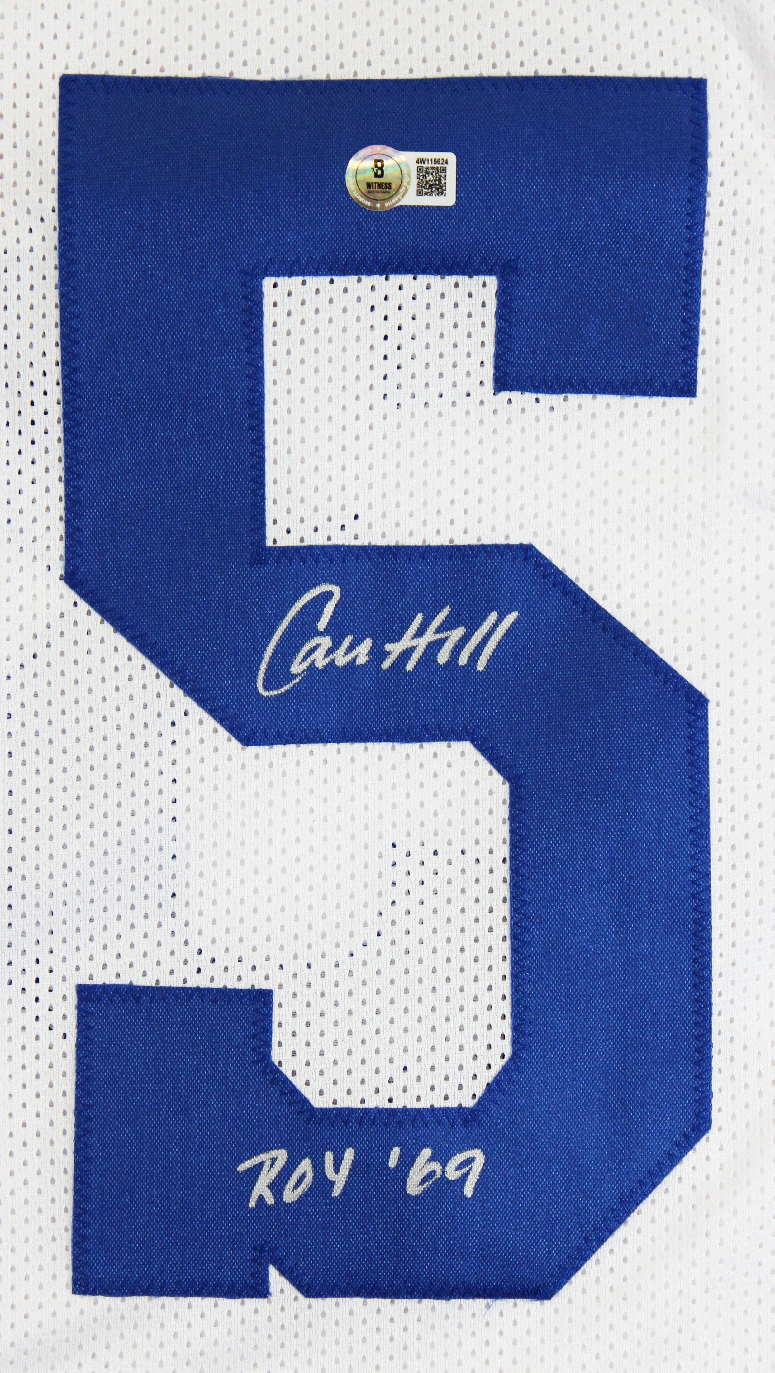 Calvin Hill "ROY 1969" Authentic Signed White Pro Style Jersey BAS Witnessed - Image 3