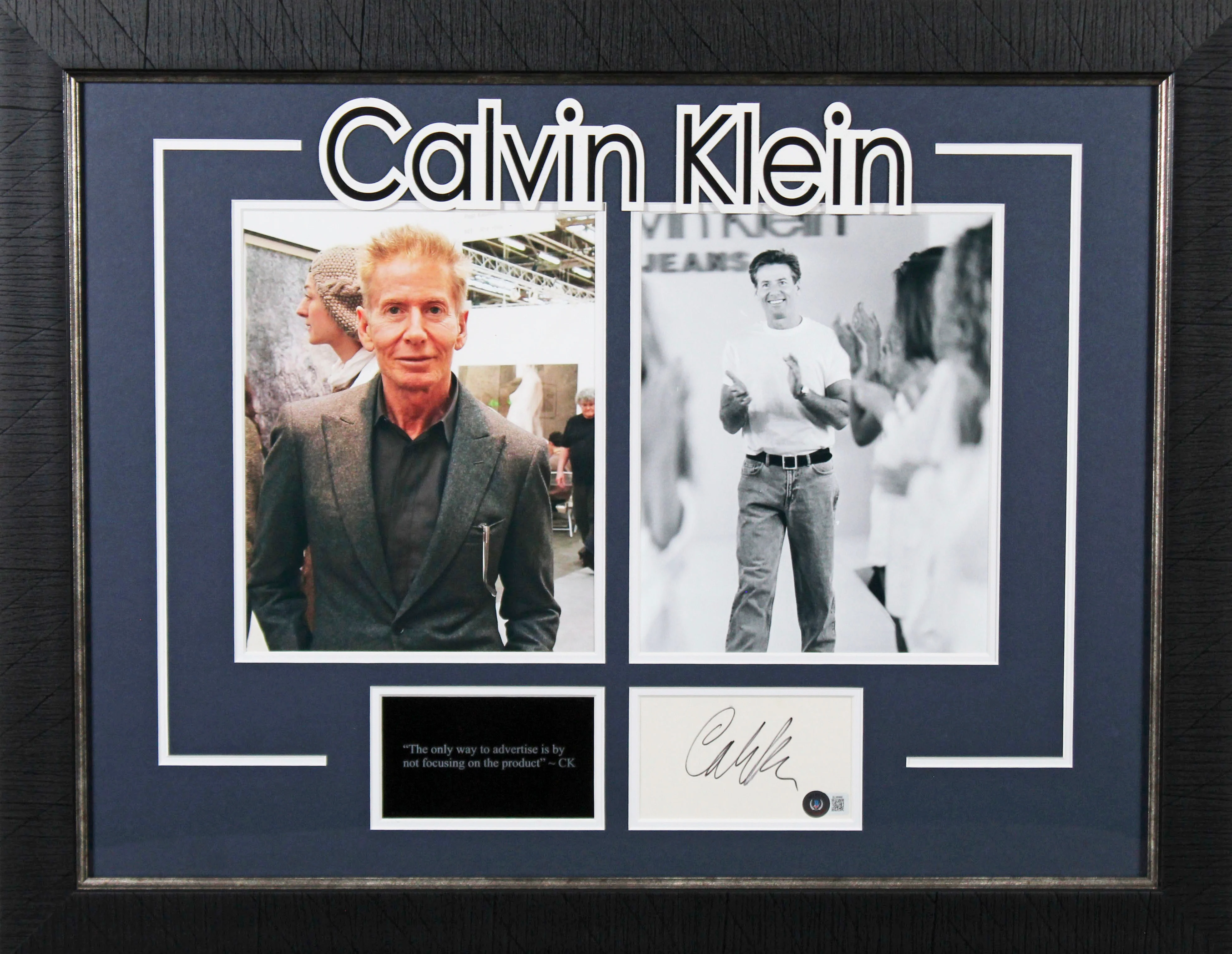 Calvin Klein Designer Authentic Signed & Framed 3x5 Index Card Autographed BAS - Image 2