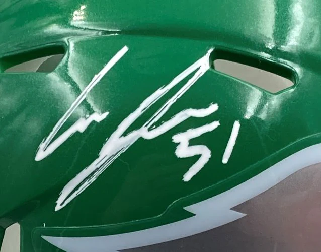 Cam Jurgens Signed Eagles Kelly Green Mini Helmet PSA/DNA w/ Super Bowl 59 LIX Case - Image 2