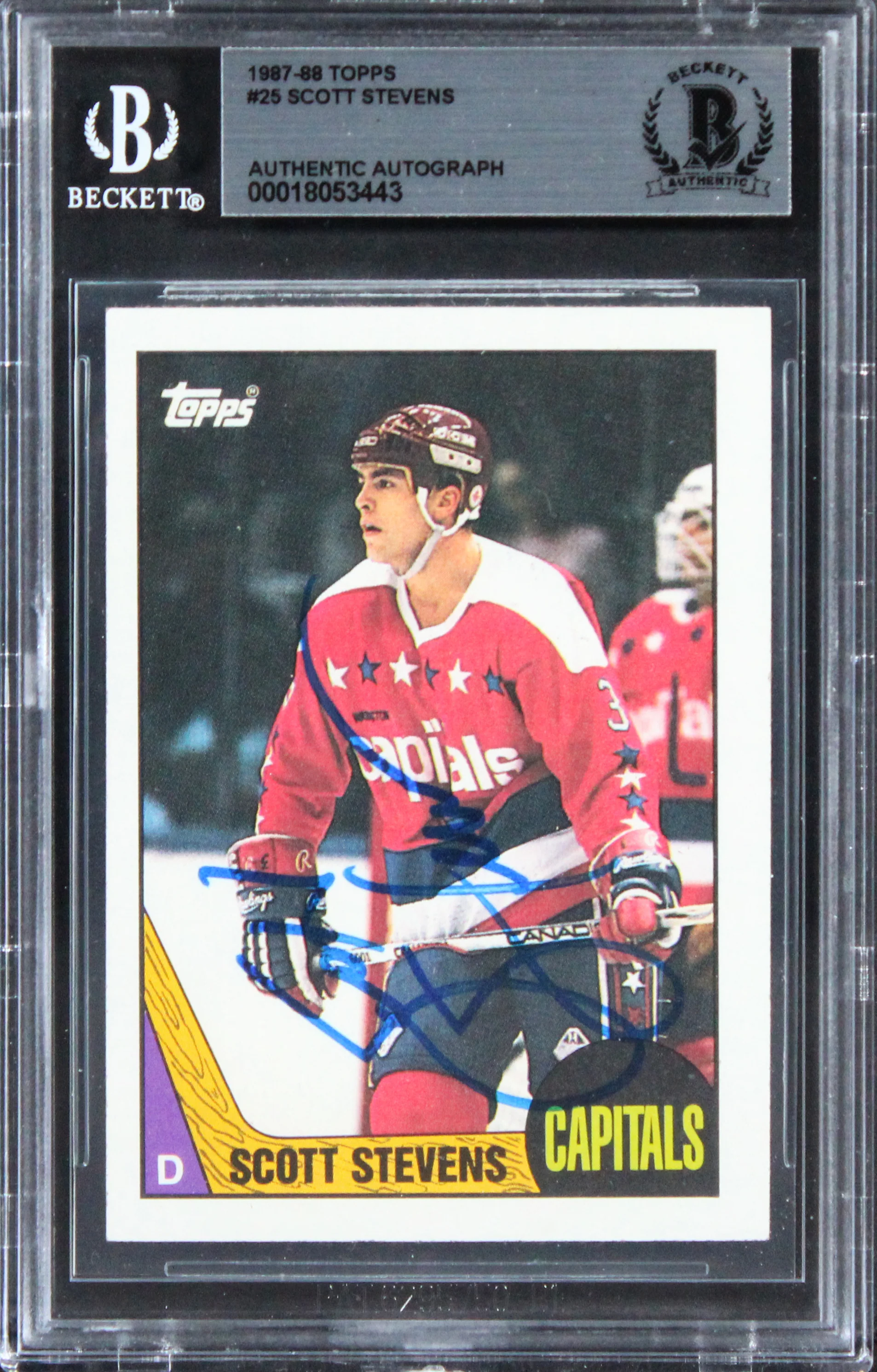 Capitals Scott Stevens Authentic Signed 1987 Topps #25 Card BAS Slabbed - Image 2