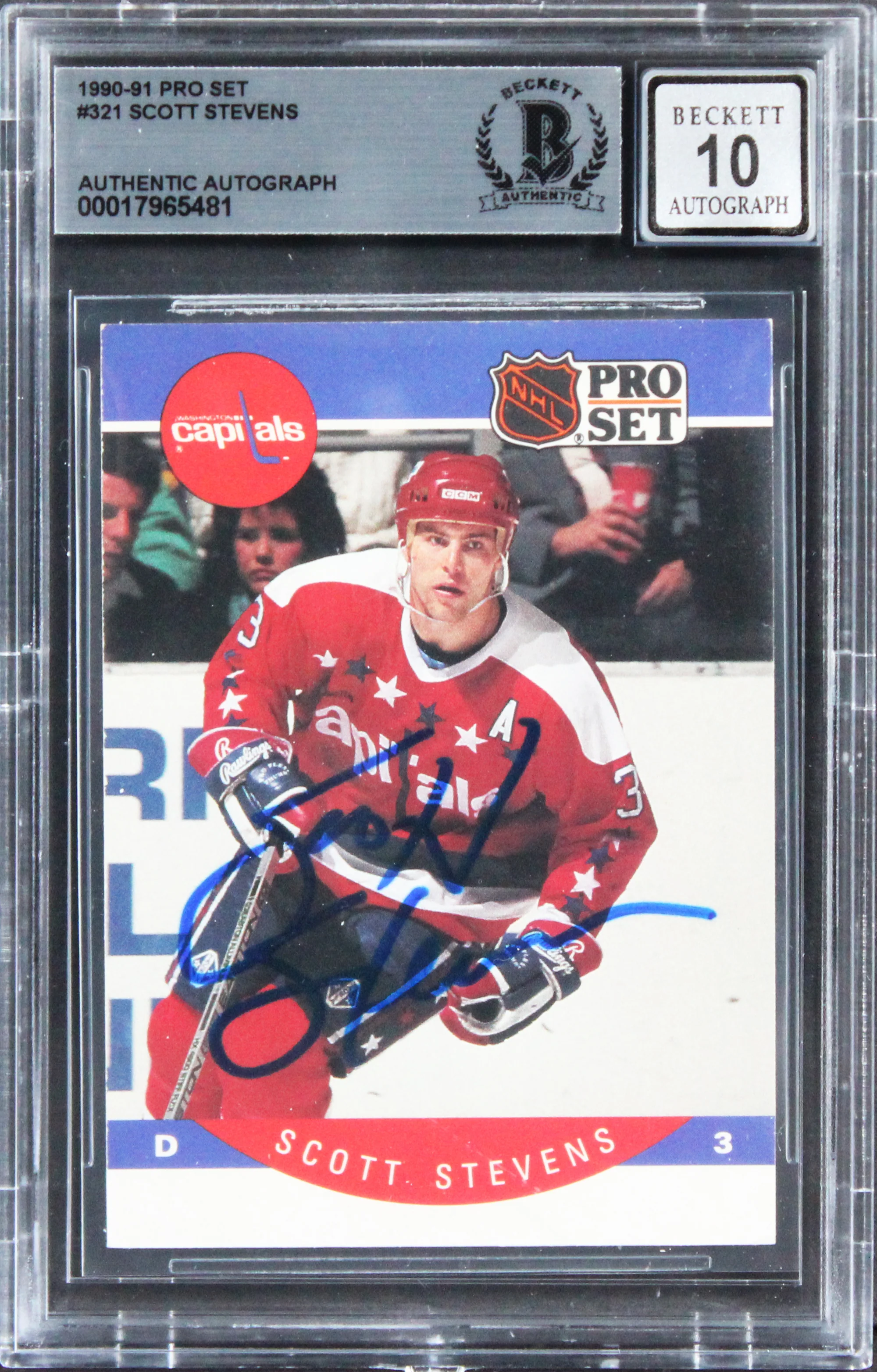 Capitals Scott Stevens Signed 1990 Pro Set #321 Card Auto Graded 10! BAS Slabbed - Image 2