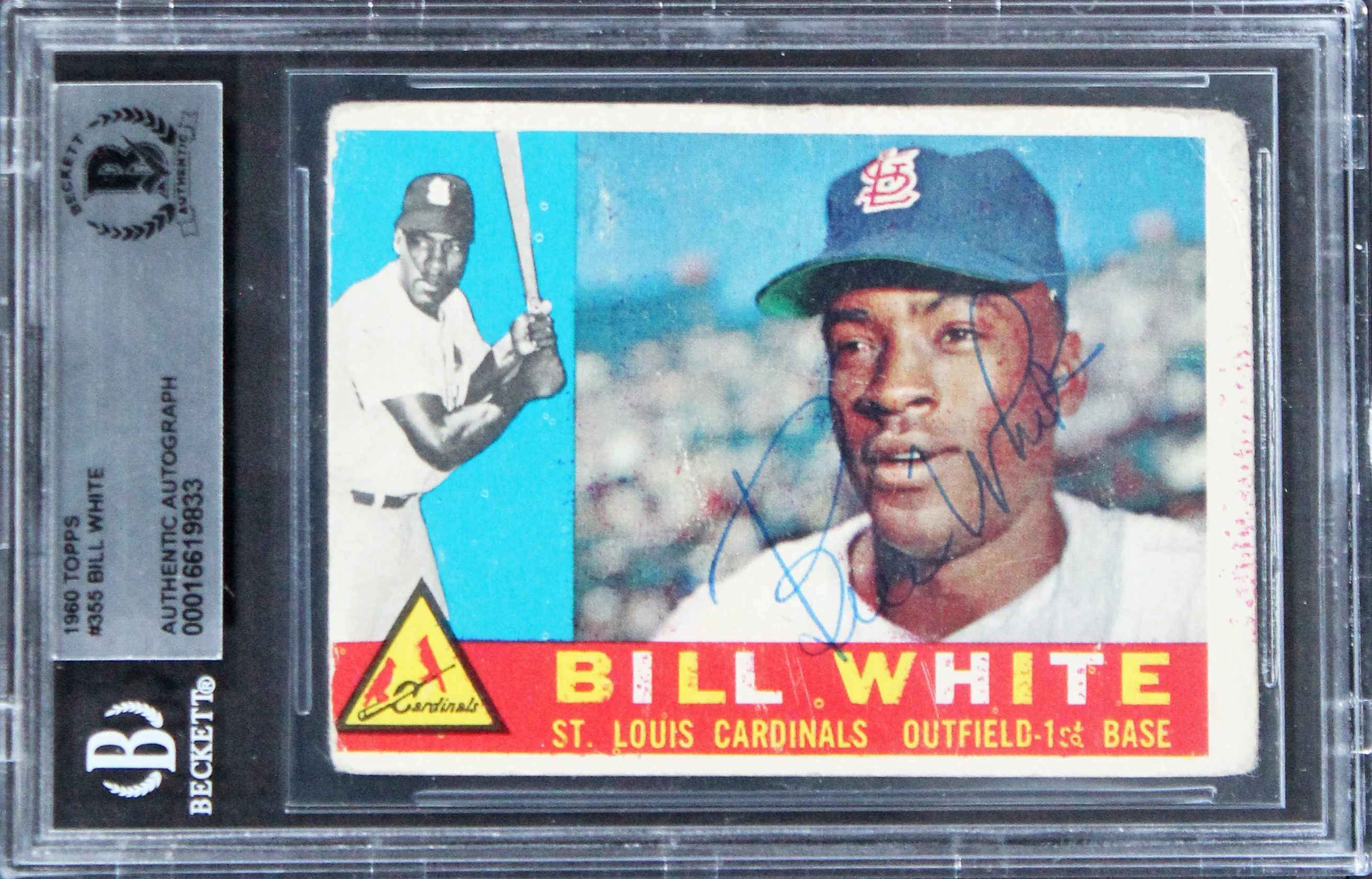 Cardinals Bill White Authentic Signed 1960 Topps #355 Card BAS Slabbed - Image 2