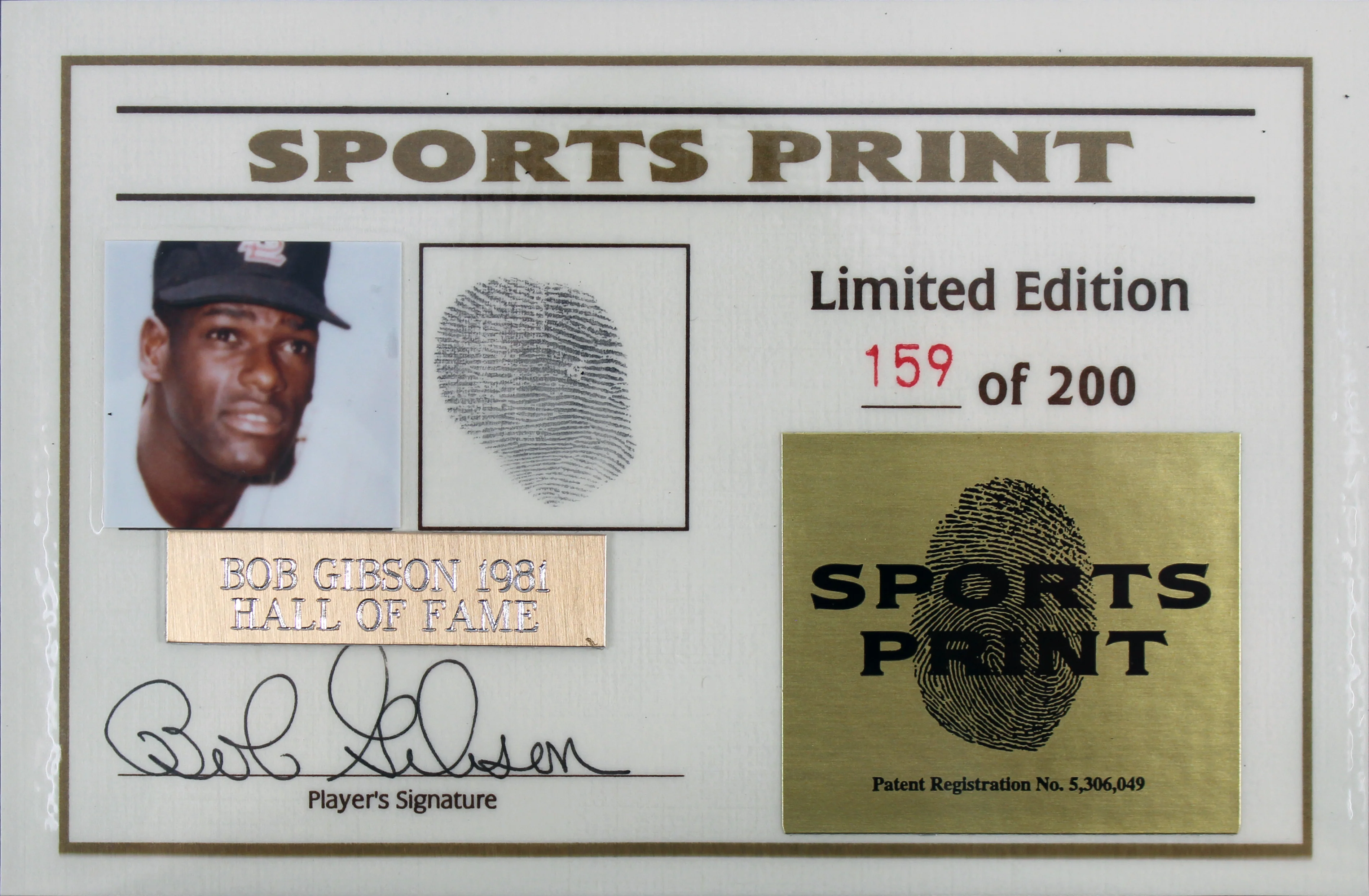 Cardinals Bob Gibson Signed Thumbprint Baseball LE #'d/200 w/ Display Case BAS - Image 4