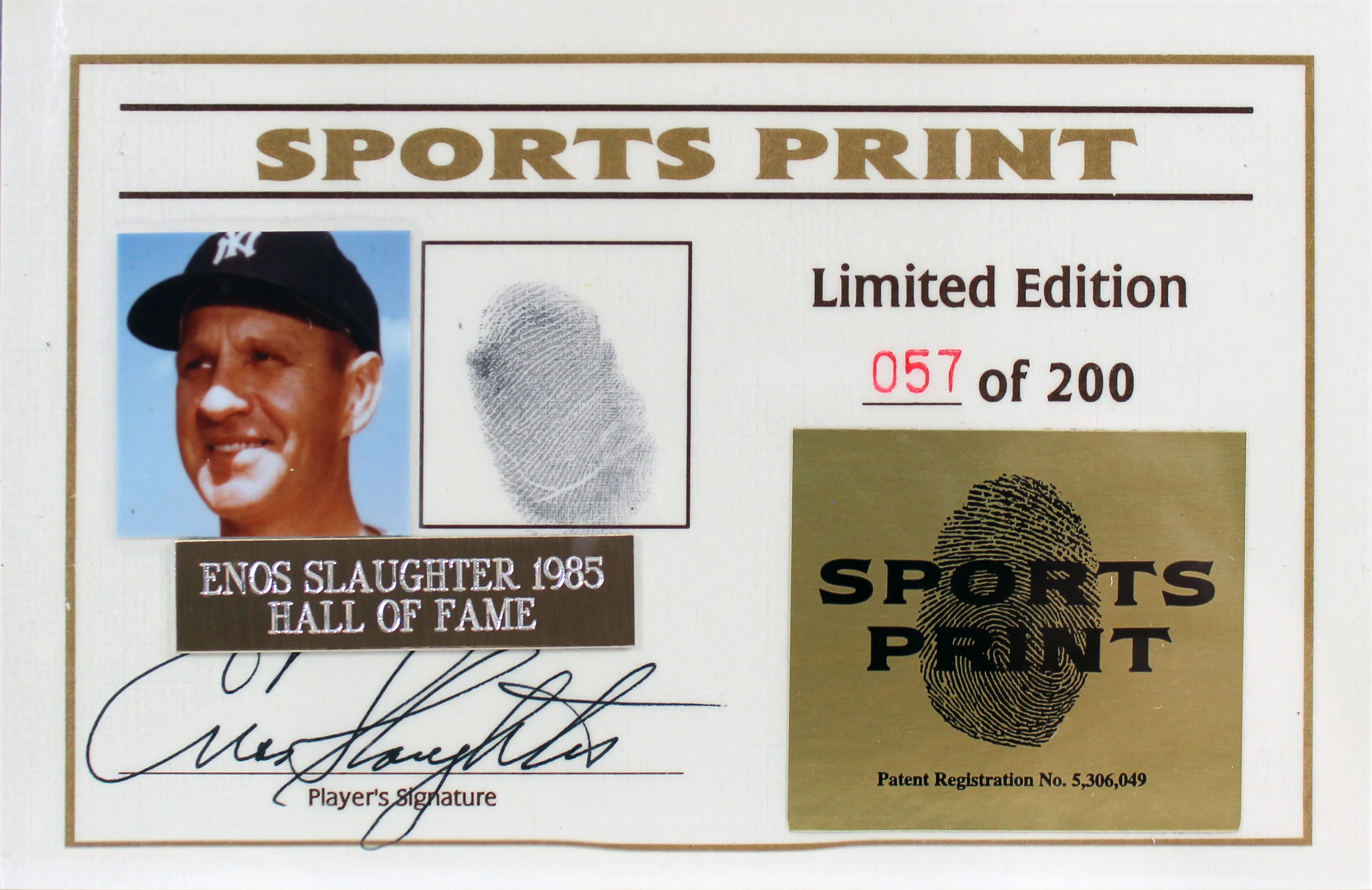 Cardinals Enos Slaughter Signed Thumbprint Baseball LE #'d/200 Display Case BAS - Image 4