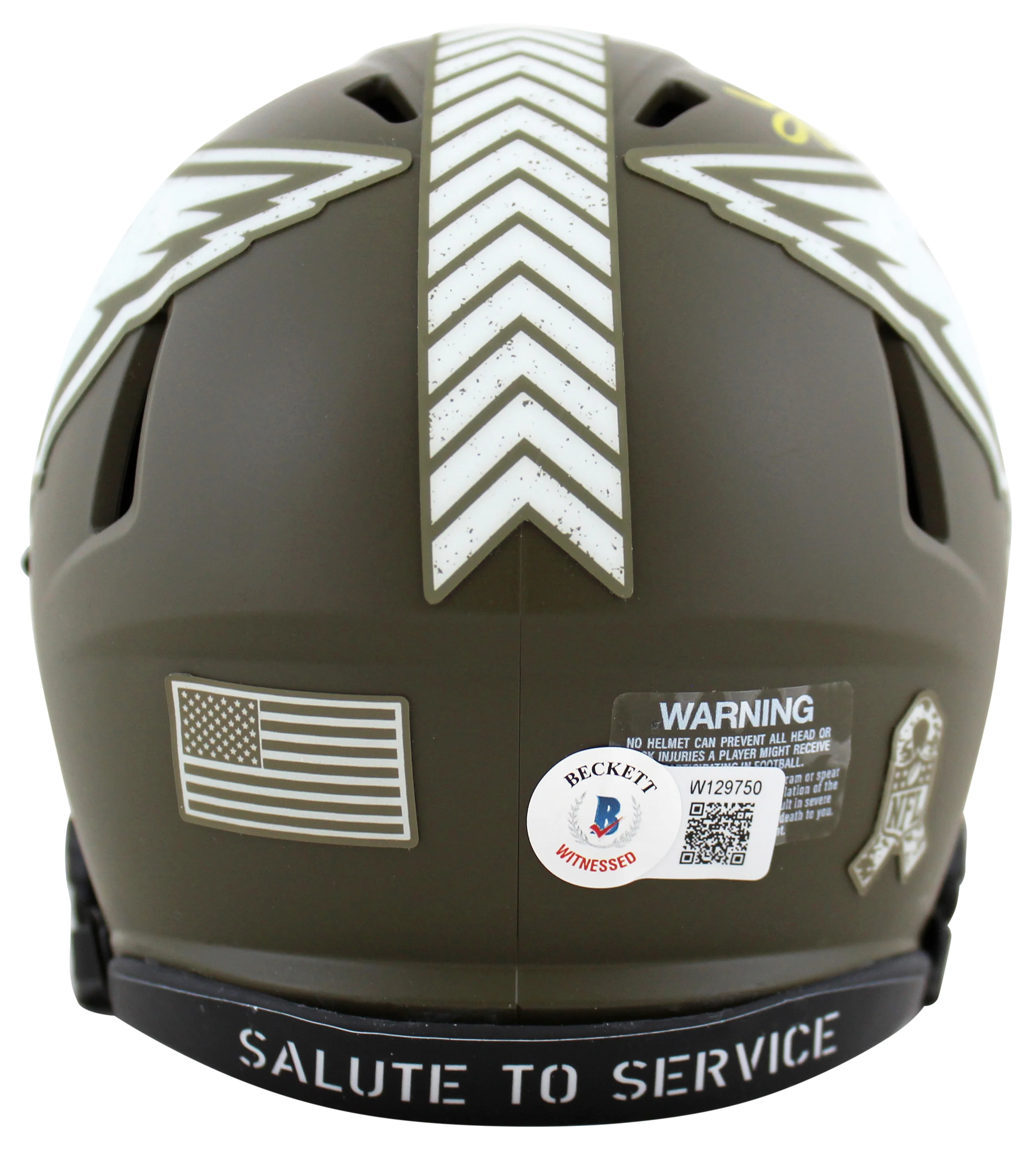 Cardinals Kurt Warner Signed Salute To Service Speed Mini Helmet BAS Witnessed - Image 3