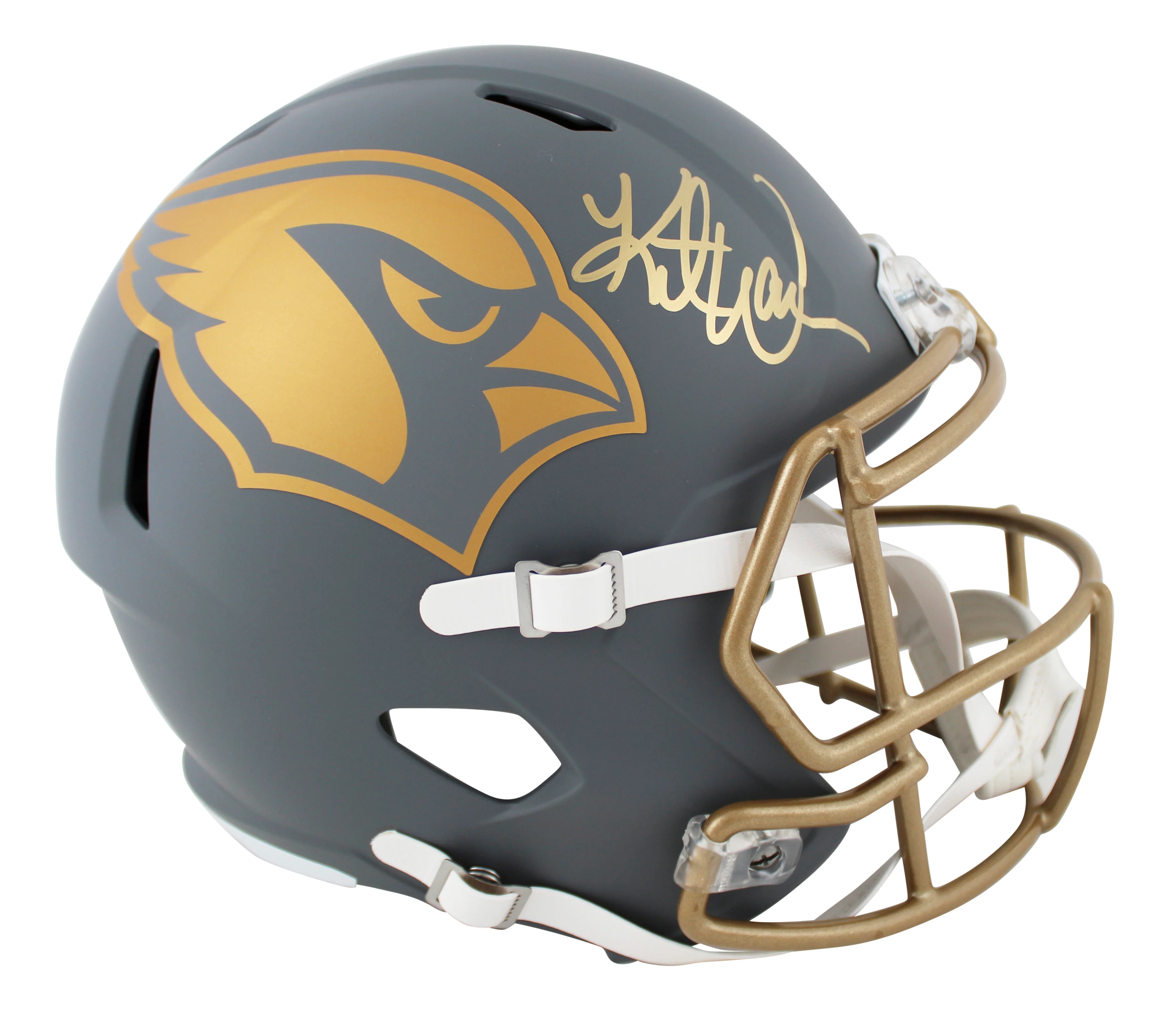 Cardinals Kurt Warner Signed Slate Full Size Speed Rep Helmet W/ Case BAS Wit - Image 3