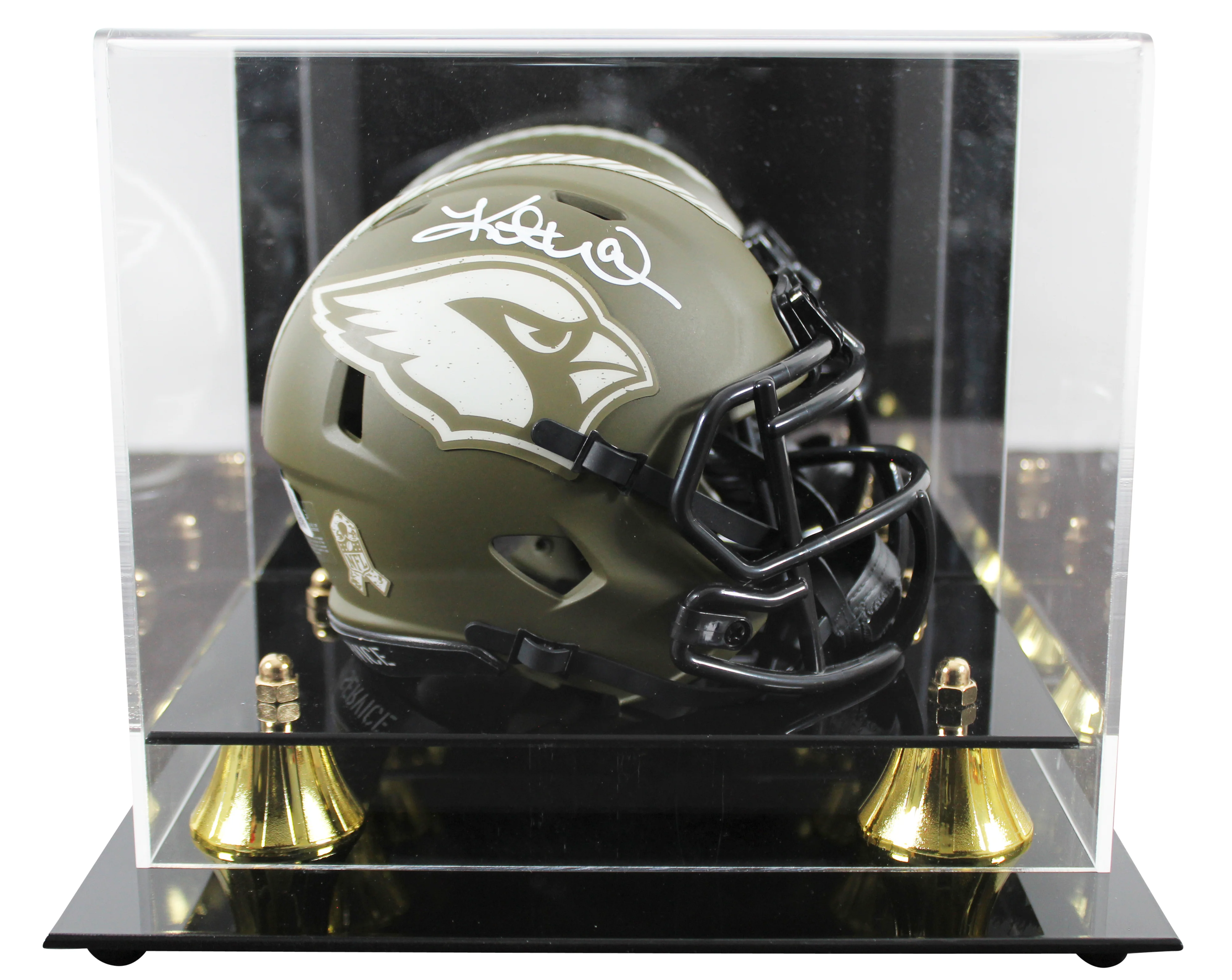 Cardinals Kurt Warner Signed STS Speed Mini Helmet w/ White Sig w/ Case BAS Wit - Image 2