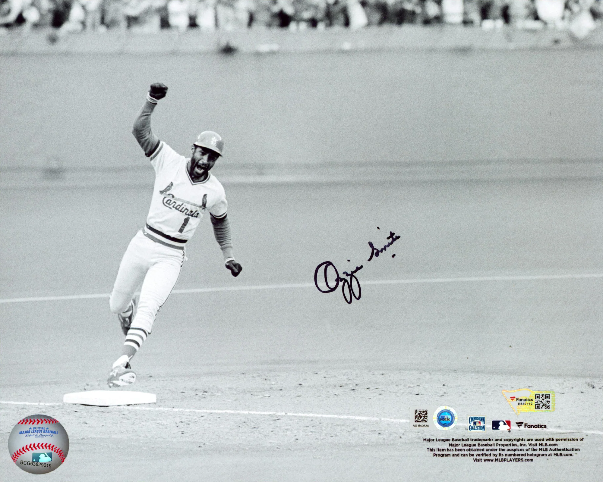 Cardinals Ozzie Smith Authentic Signed 8x10 Horizontal Photo Fanatics #B530112 - Image 2