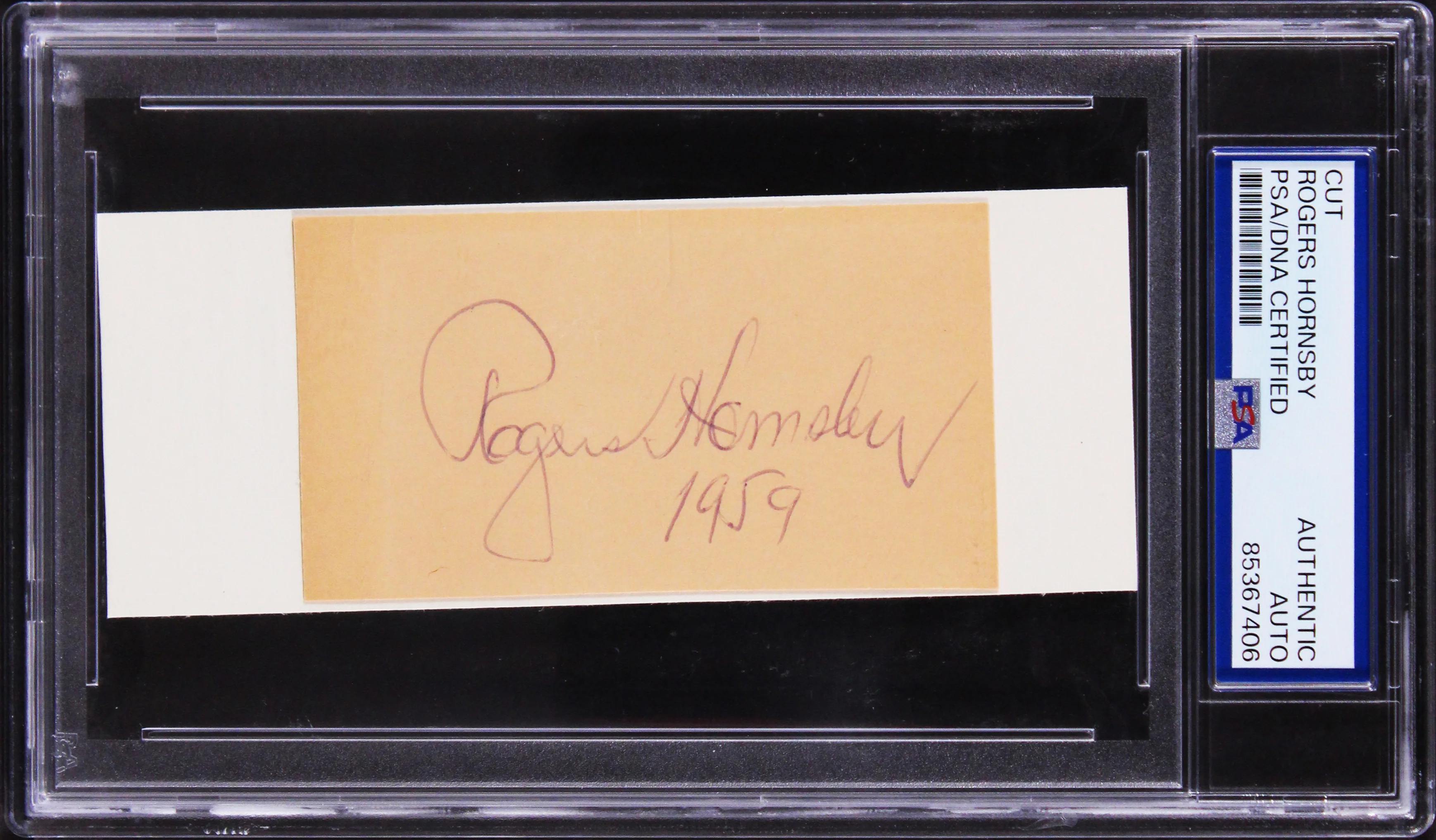 Cardinals Rogers Hornsby Authentic Signed 2x3.5 Cut Signature PSA/DNA Slabbed - Image 2