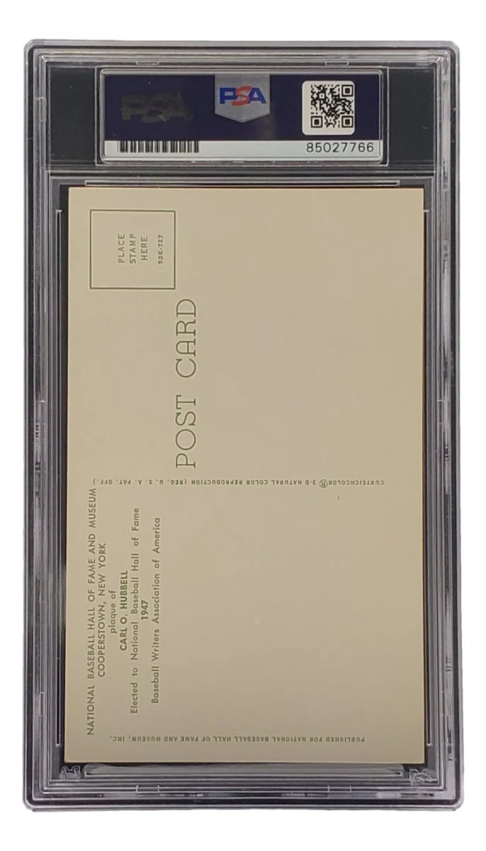 Carl Hubbell Signed 4x6 New York Giants Hall Of Fame Plaque Card PSA/DNA 85027766 - Image 2