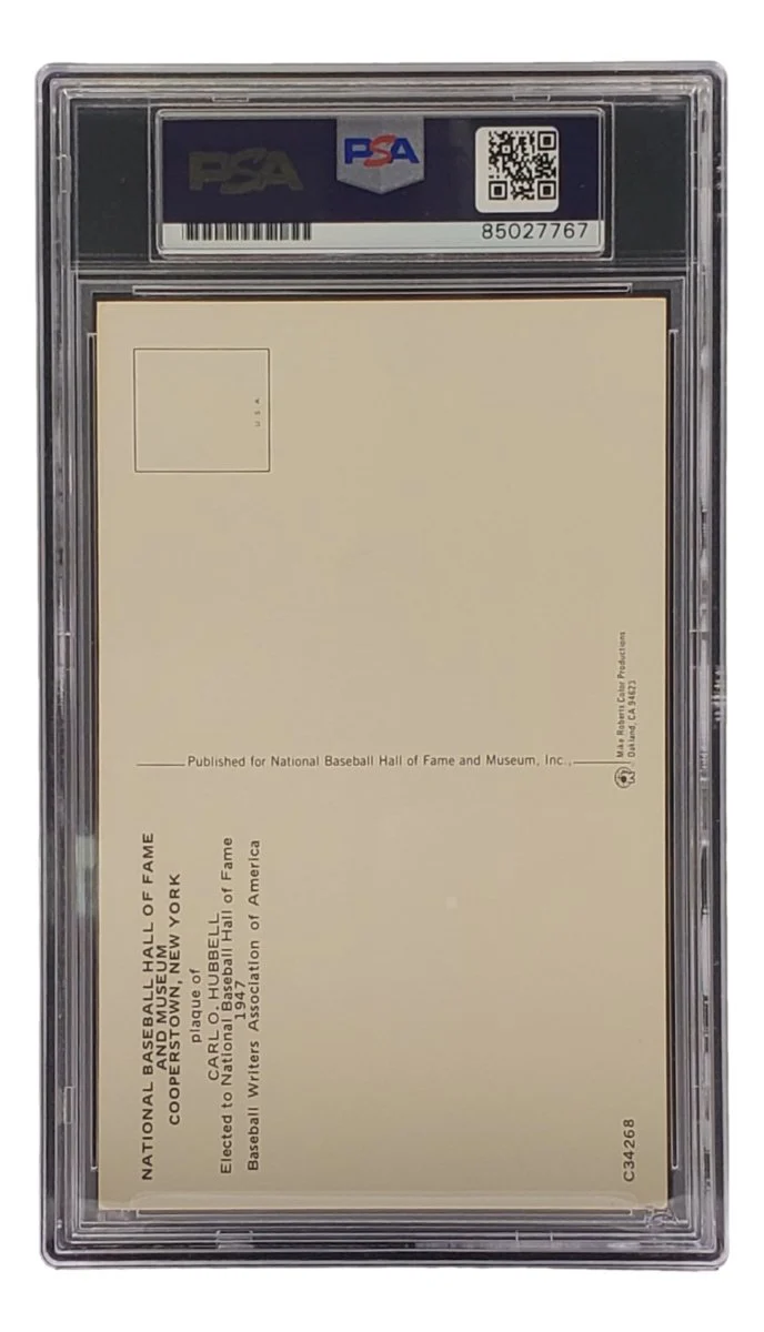 Carl Hubbell Signed 4x6 New York Giants Hall Of Fame Plaque Card PSA/DNA 85027767 - Image 2