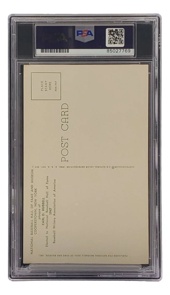 Carl Hubbell Signed 4x6 New York Giants Hall Of Fame Plaque Card PSA/DNA 85027769 - Image 2