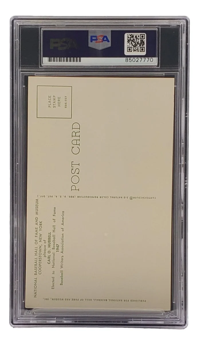 Carl Hubbell Signed 4x6 New York Giants Hall Of Fame Plaque Card PSA/DNA 85027770 - Image 2