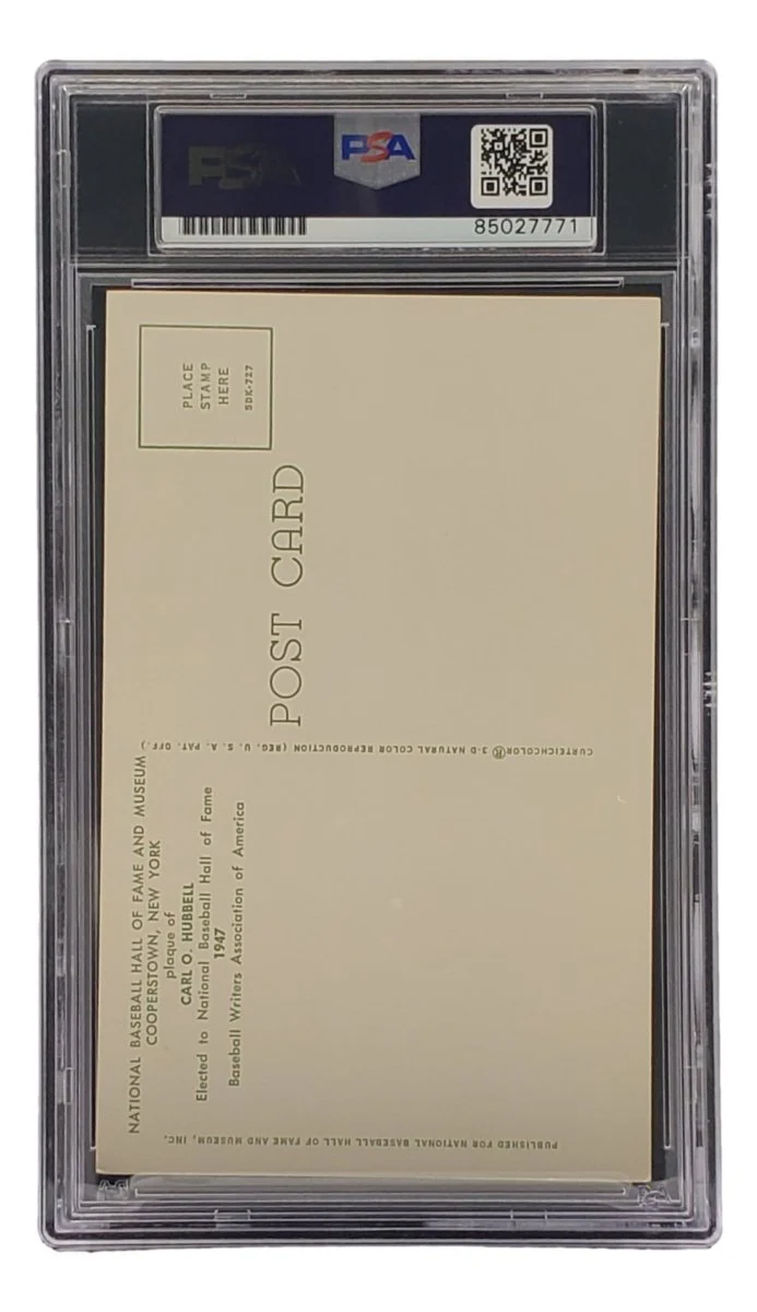 Carl Hubbell Signed 4x6 New York Giants Hall Of Fame Plaque Card PSA/DNA 85027771 - Image 2
