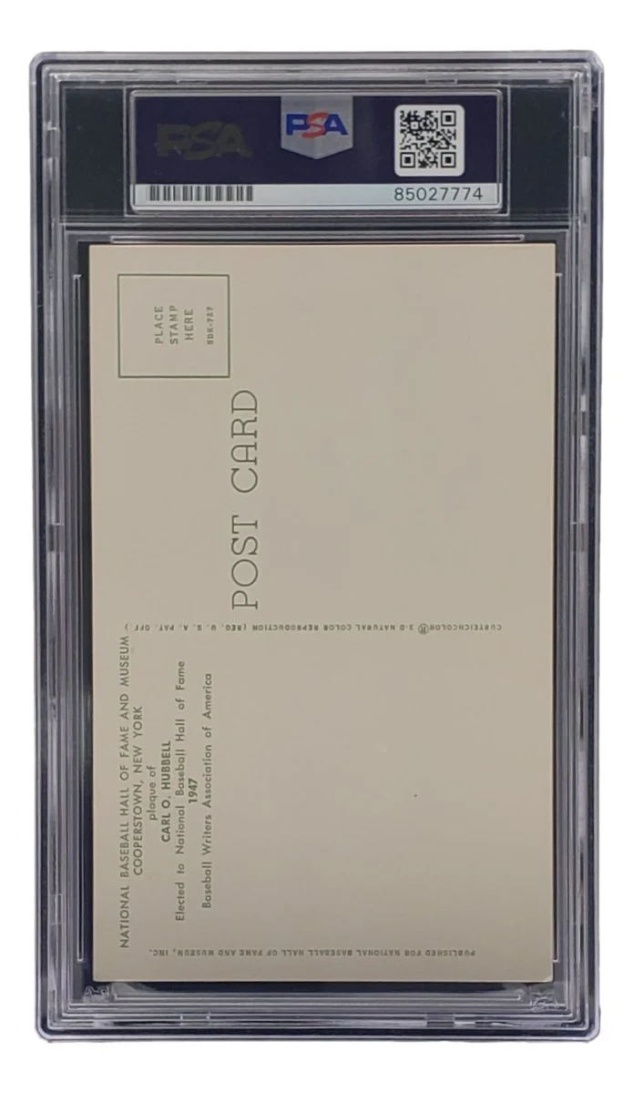 Carl Hubbell Signed 4x6 New York Giants Hall Of Fame Plaque Card PSA/DNA 85027774 - Image 2