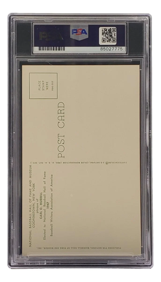 Carl Hubbell Signed 4x6 New York Giants Hall Of Fame Plaque Card PSA/DNA 85027775 - Image 2
