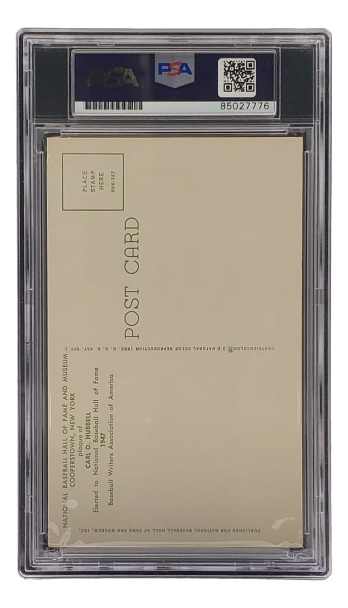 Carl Hubbell Signed 4x6 New York Giants Hall Of Fame Plaque Card PSA/DNA 85027776 - Image 2