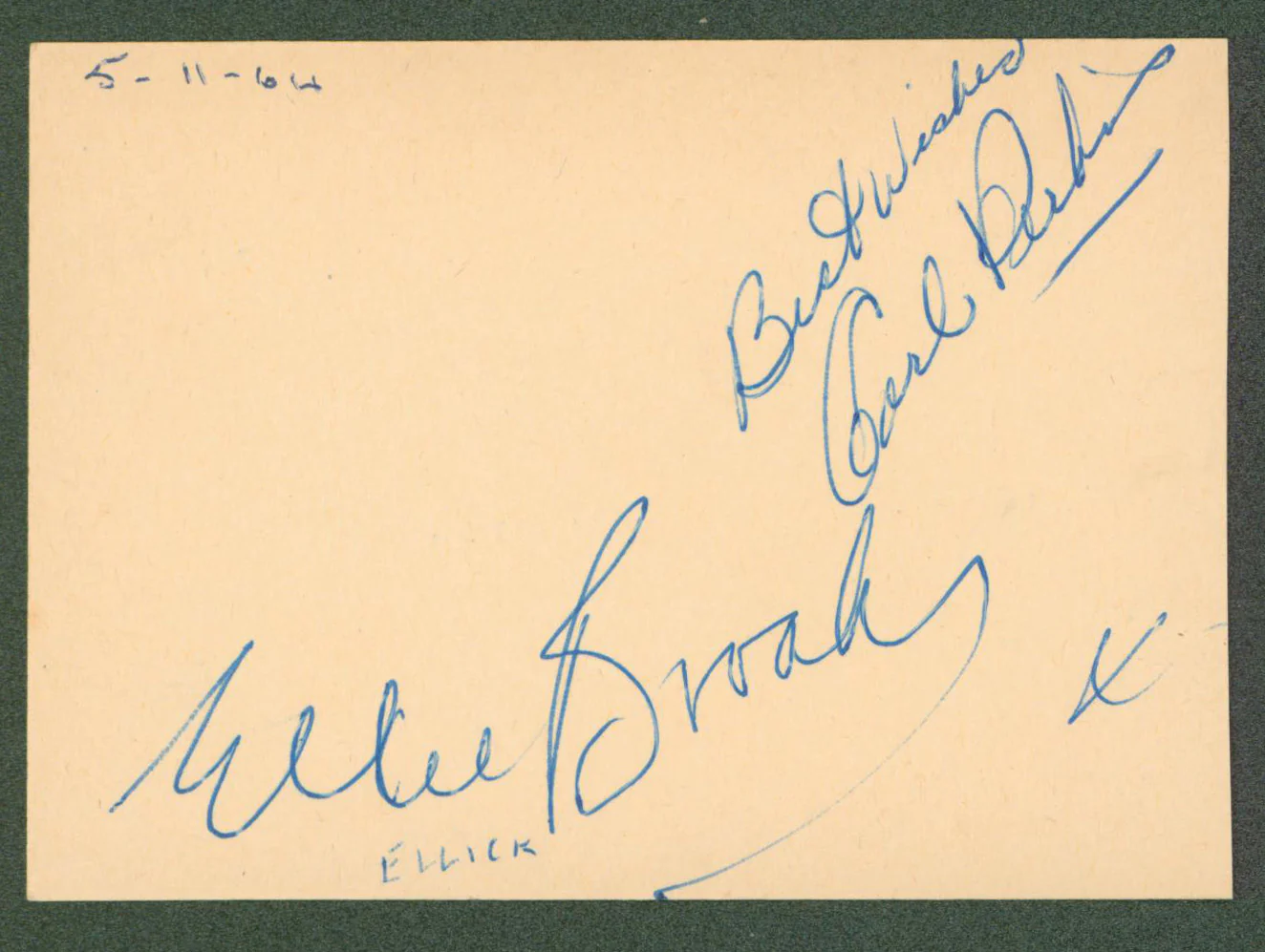 Carl Perkins & Ellie Brooks Authentic Signed 3x4.15 Album Page REAL LOA - Image 2