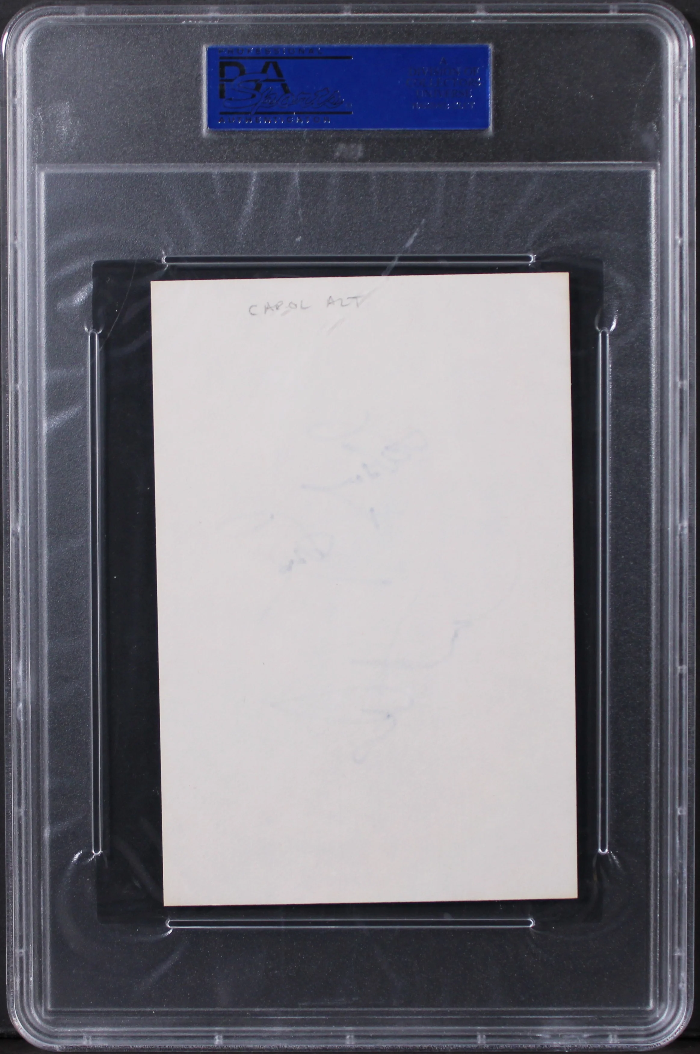 Carol Alt Private Parts "Lots of Love" Authentic Signed 4x6 Index Card PSA Slab - Image 3