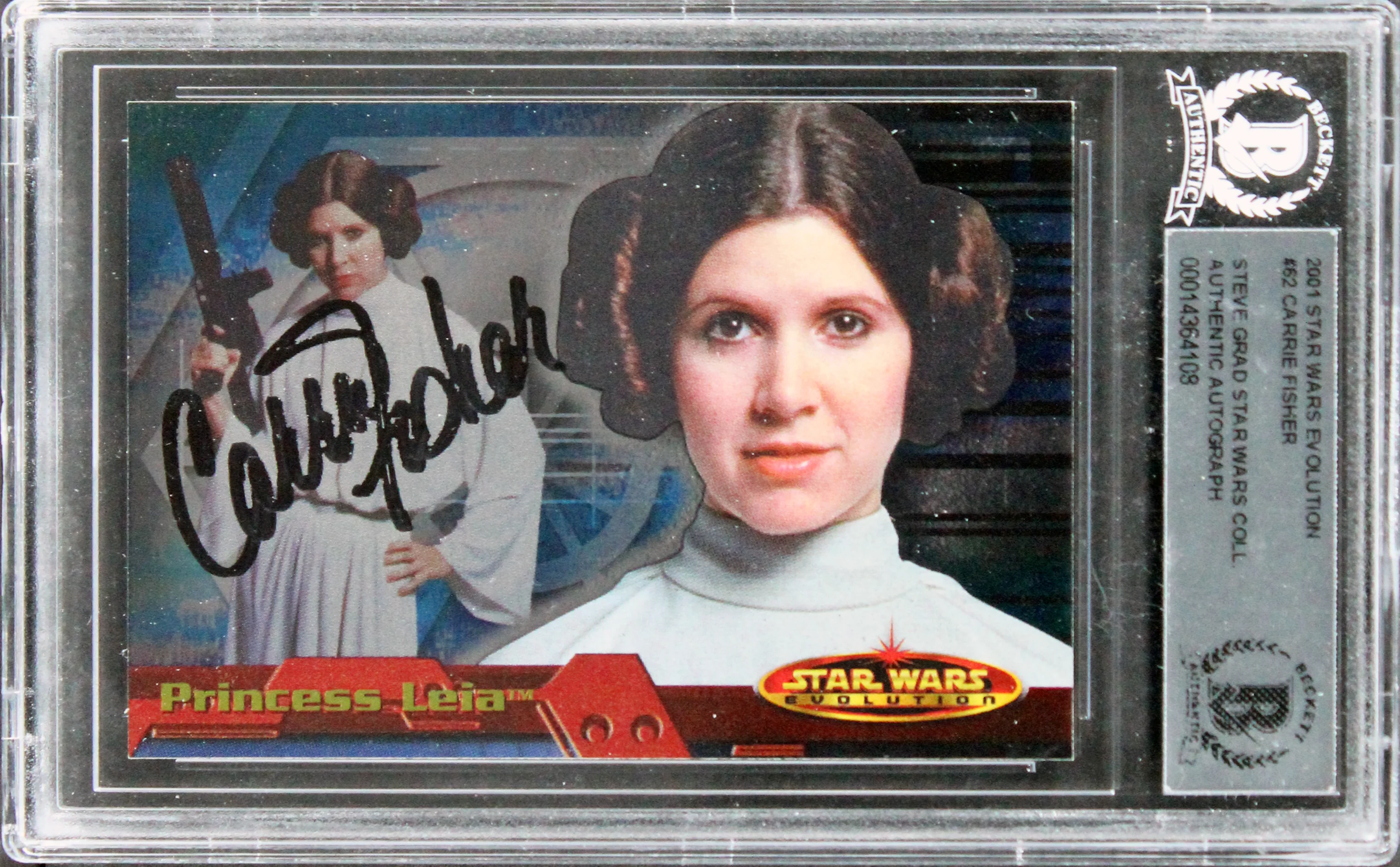 Carrie Fisher Star Wars Signed 2001 Star Wars Evolution #62 Card BAS Slabbed - Image 2