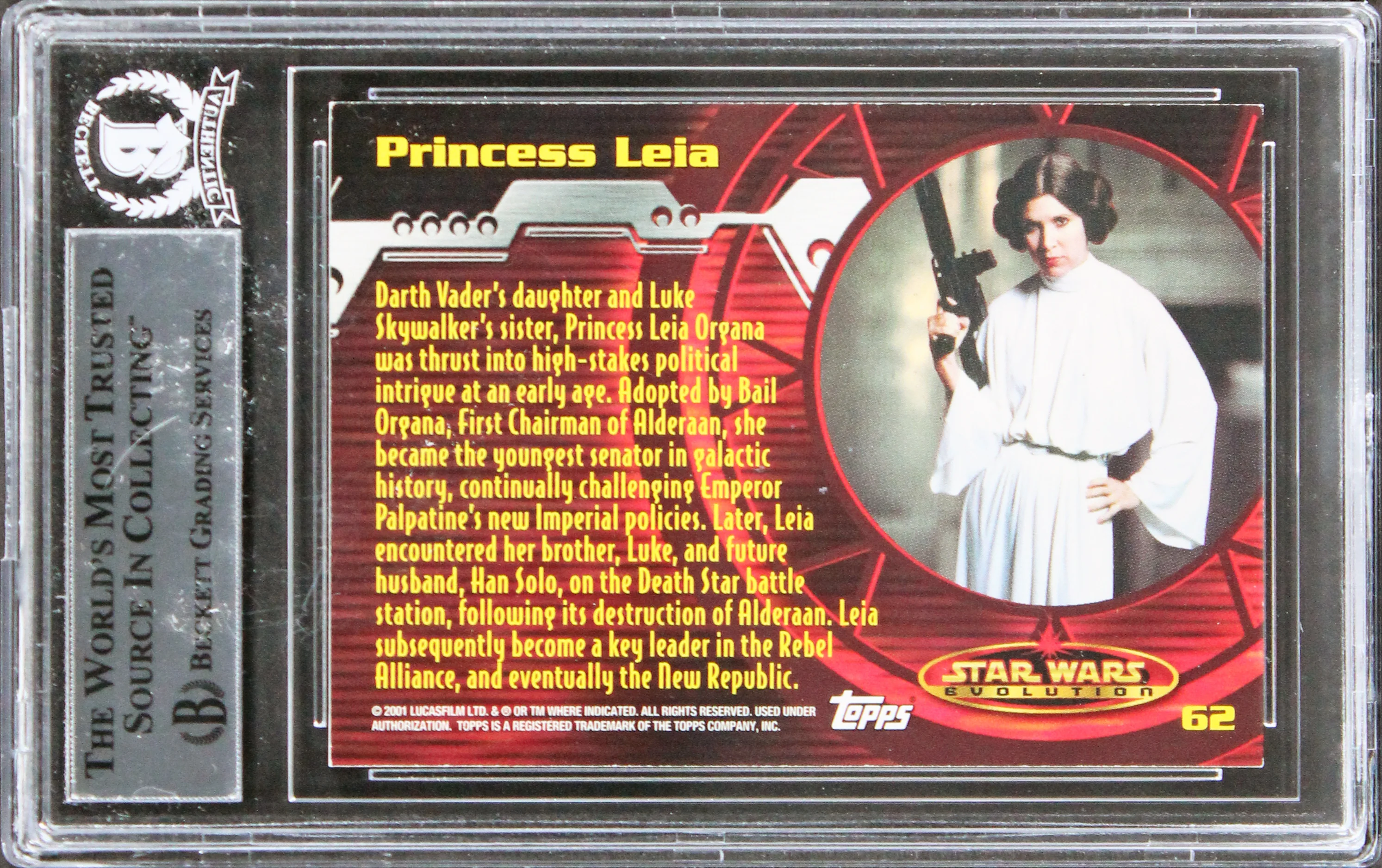 Carrie Fisher Star Wars Signed 2001 Star Wars Evolution #62 Card BAS Slabbed - Image 3