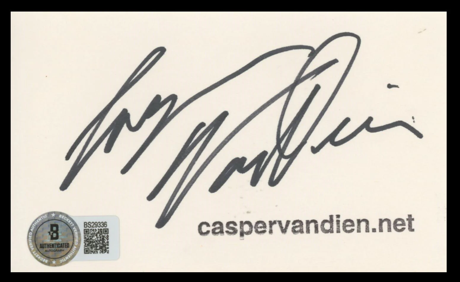 Casper Van Dien Starship Troopers Authentic Signed 3x5 Index Card BAS #BS29336