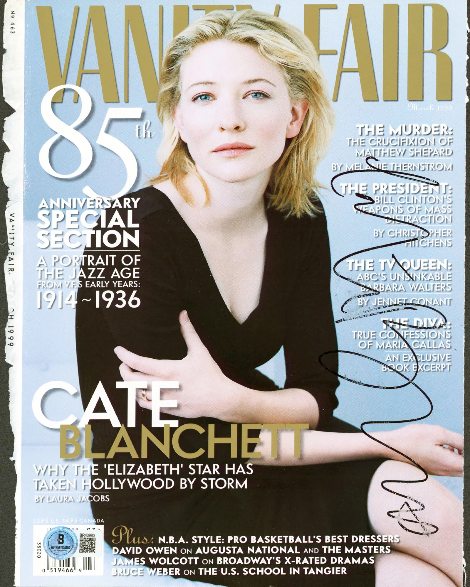 Cate Blanchett Authentic Signed Vanity Fair Magazine Cover March '99 BAS#BR43980 - Image 2