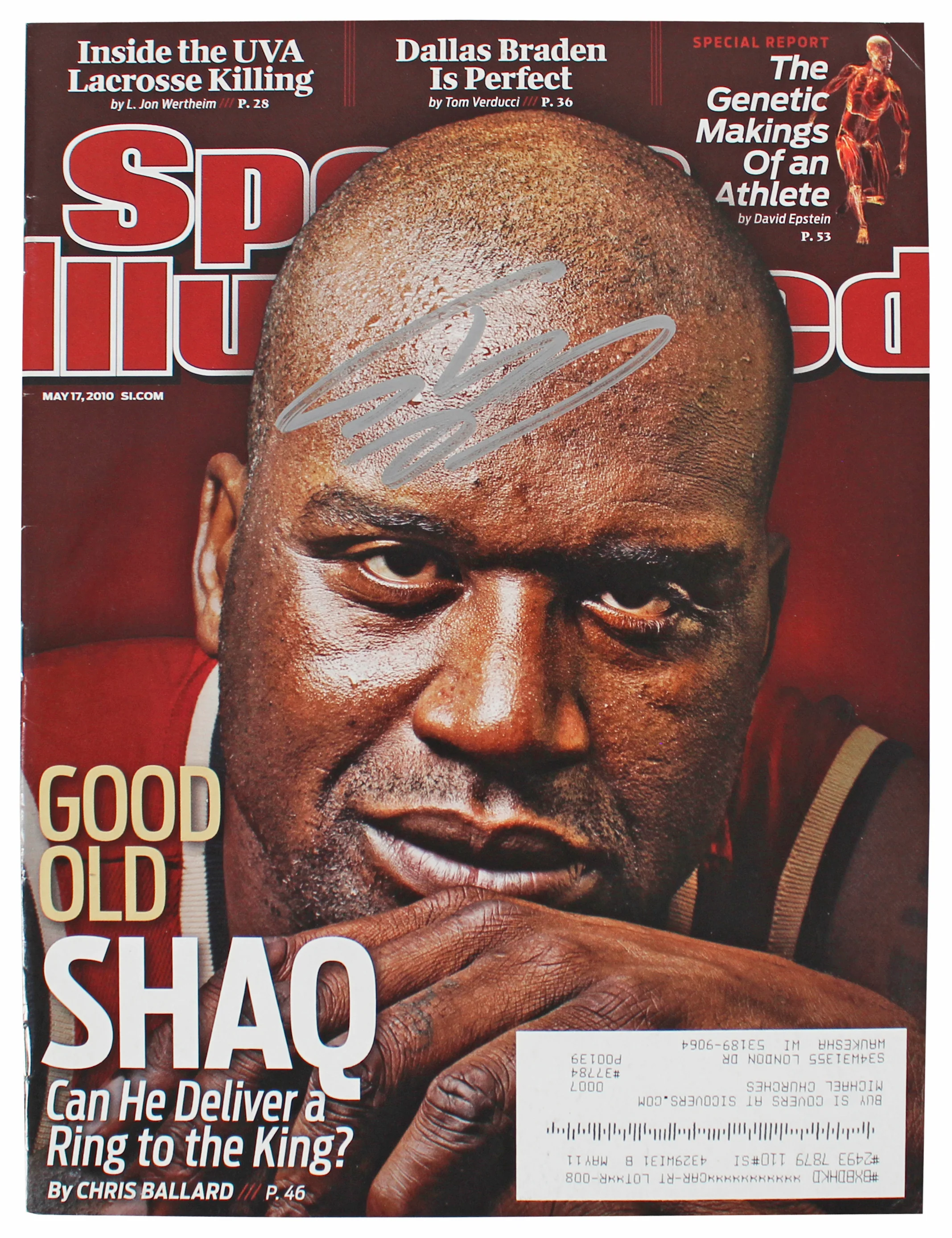 Cavaliers Shaquille O'Neal Signed 2010 Sports Illustrated Magazine BAS Witnessed - Image 2