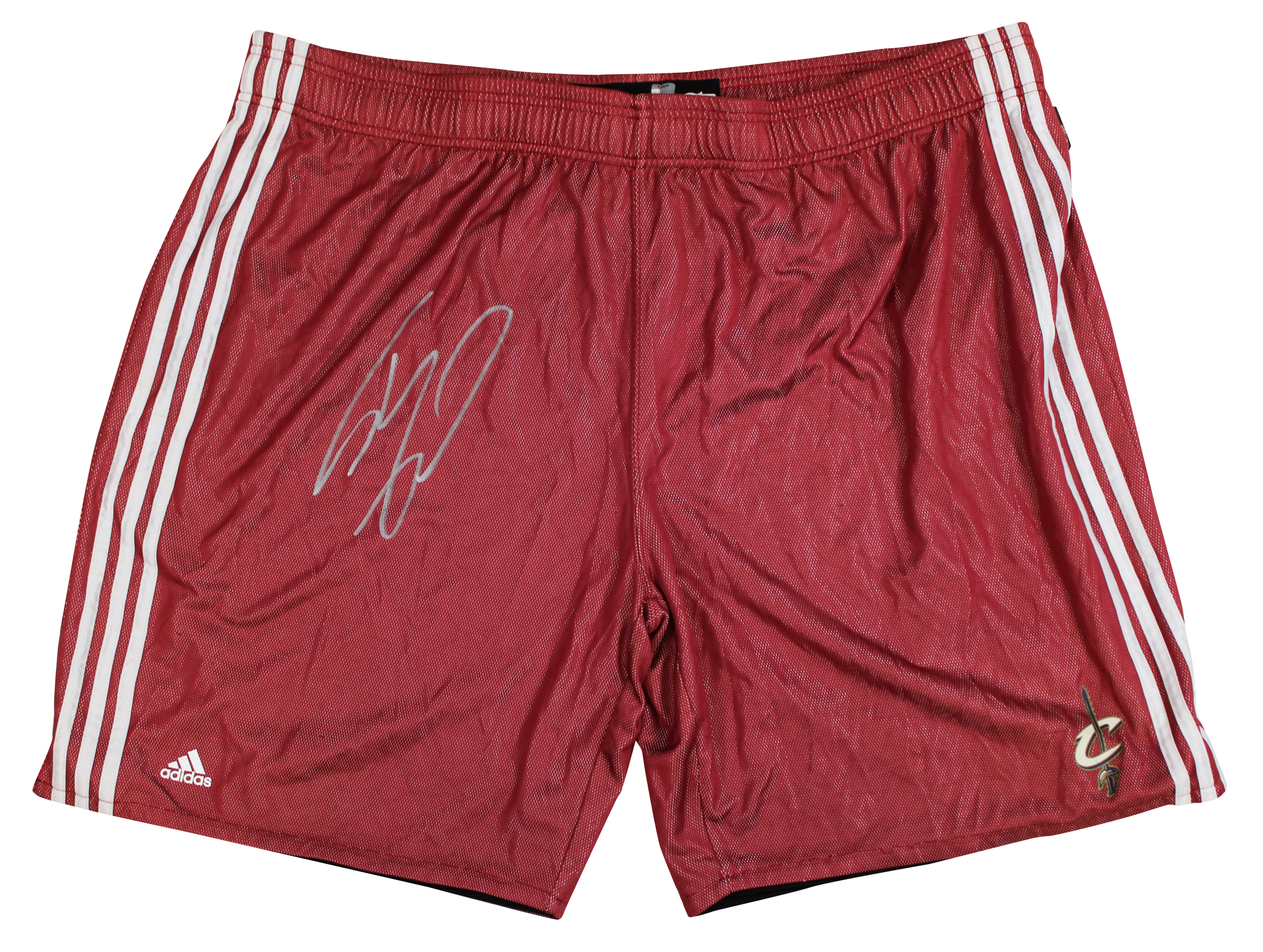 Cavaliers Shaquille O'Neal Signed Red Adidas Practice Shorts BAS Wit #2W958087 - Image 2