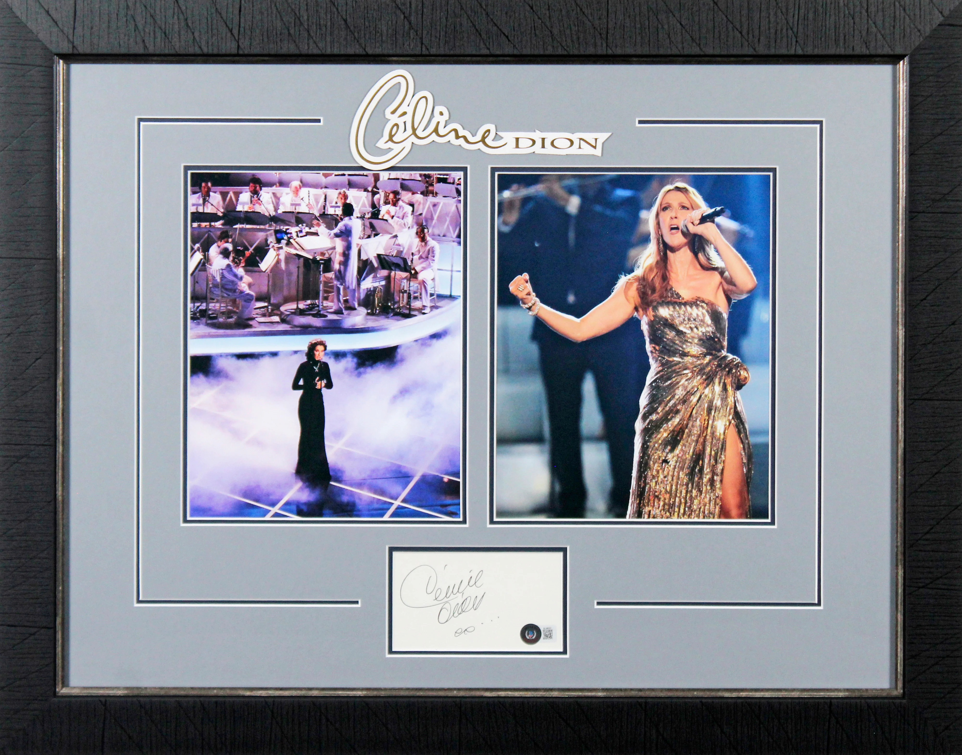 Celine Dion Authentic Signed 3x5 Index Card Framed Display BAS #BL98057 - Image 2