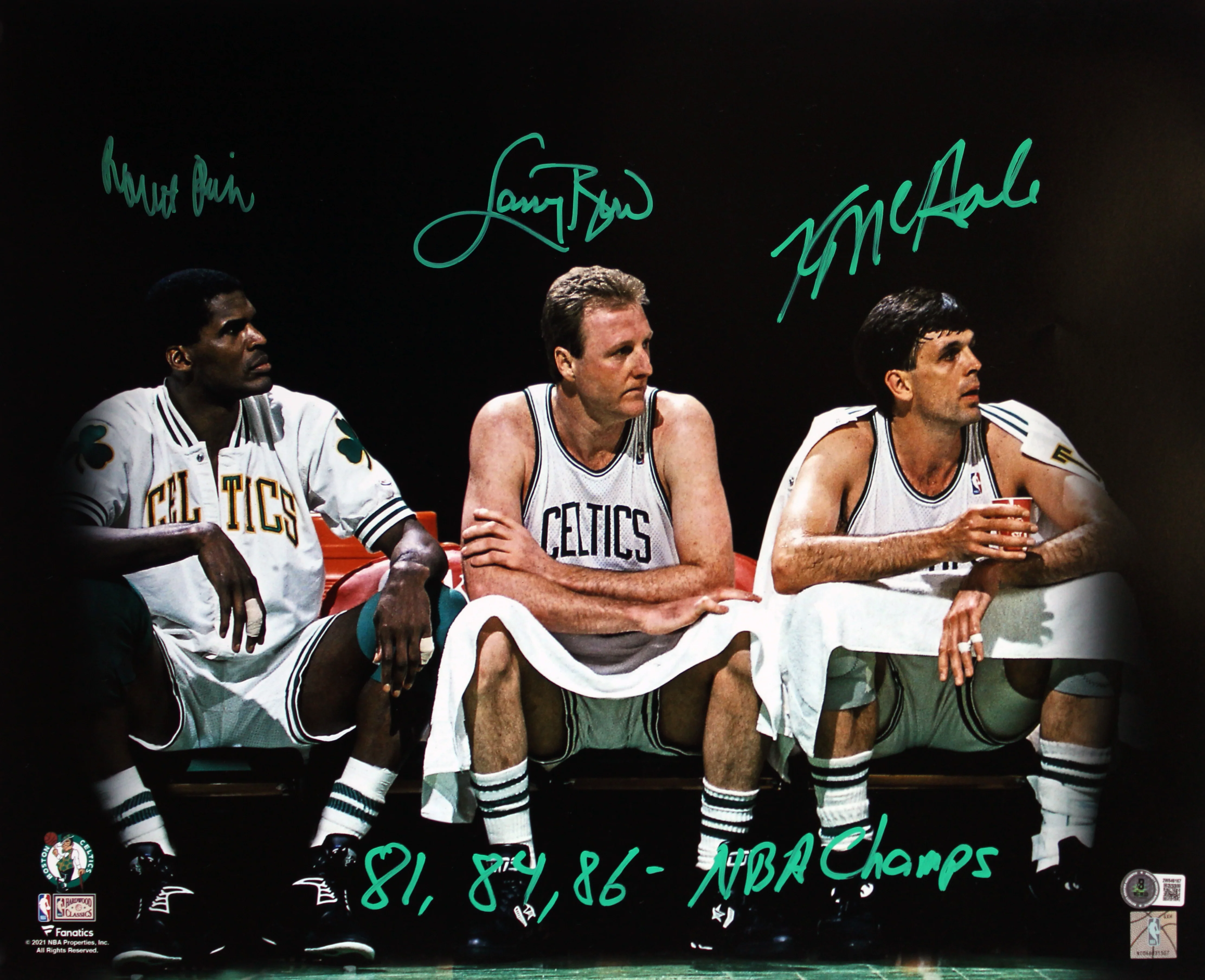 Celtics (3) Bird, McHale & Parish Signed 16x20 Spotlight Framed Photo BAS W - Image 3