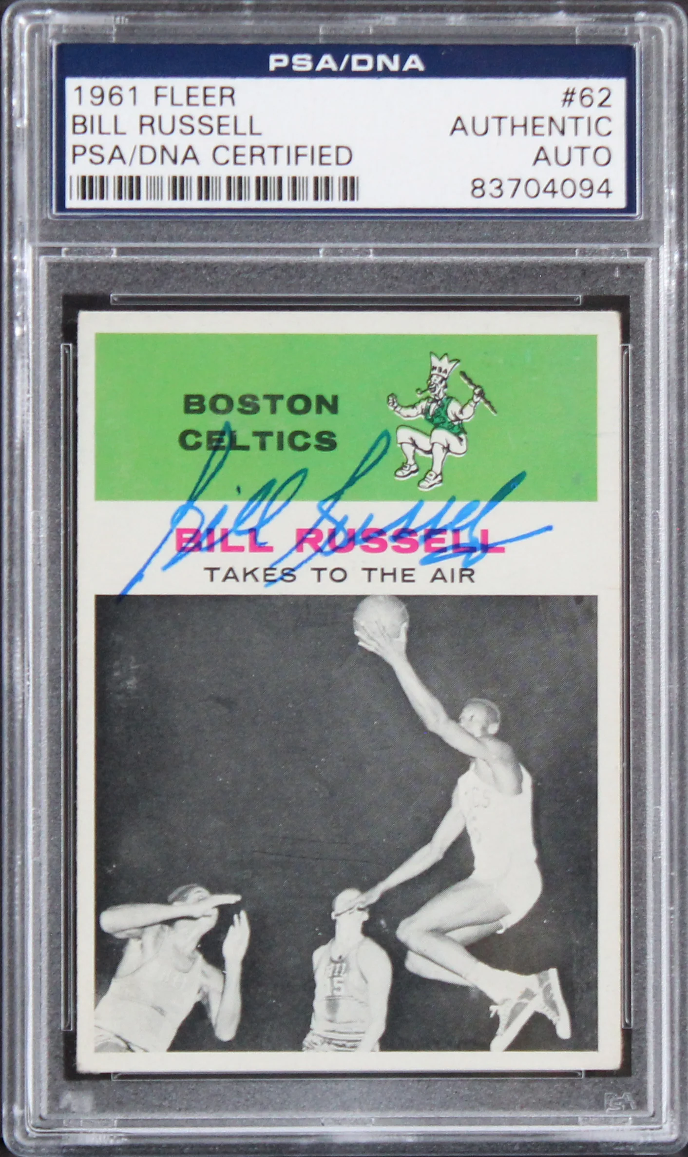 Celtics Bill Russell Authentic Signed 1961 Fleer #62 Card PSA/DNA Slabbed - Image 2
