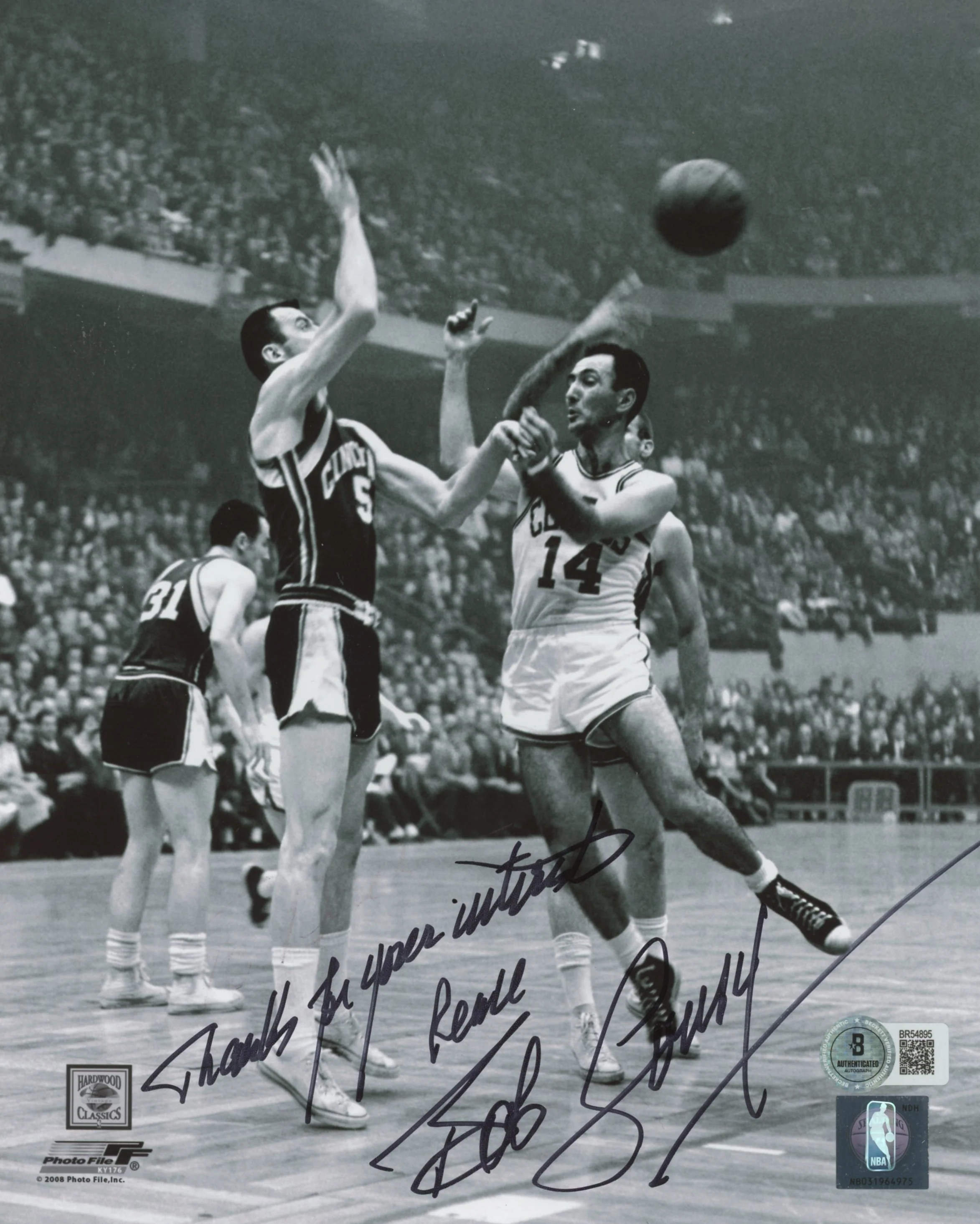 Celtics Bob Cousy "Thanks for your interest" Signed 8x10 Photo BAS #BR54895 - Image 2