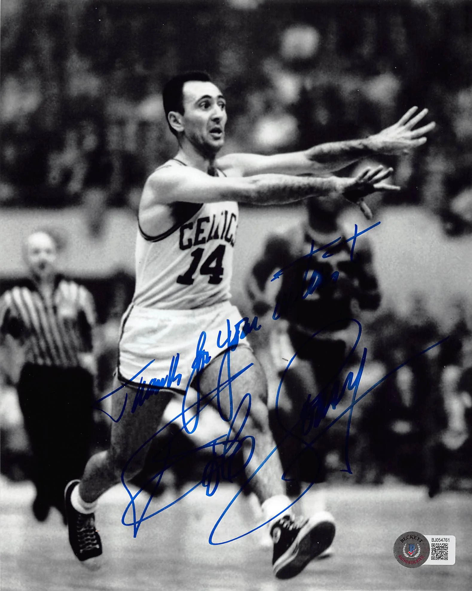 Celtics Bob Cousy "Thanks for your wishes" Signed 8x10 Photo BAS #BJ054761 - Image 2