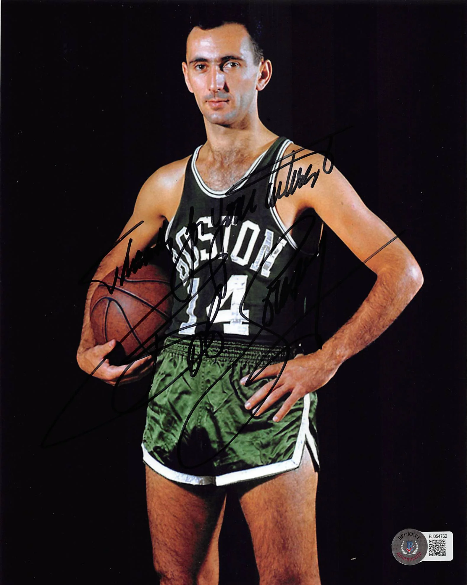 Celtics Bob Cousy "Thanks for your wishes" Signed 8x10 Photo BAS #BJ054762 - Image 2
