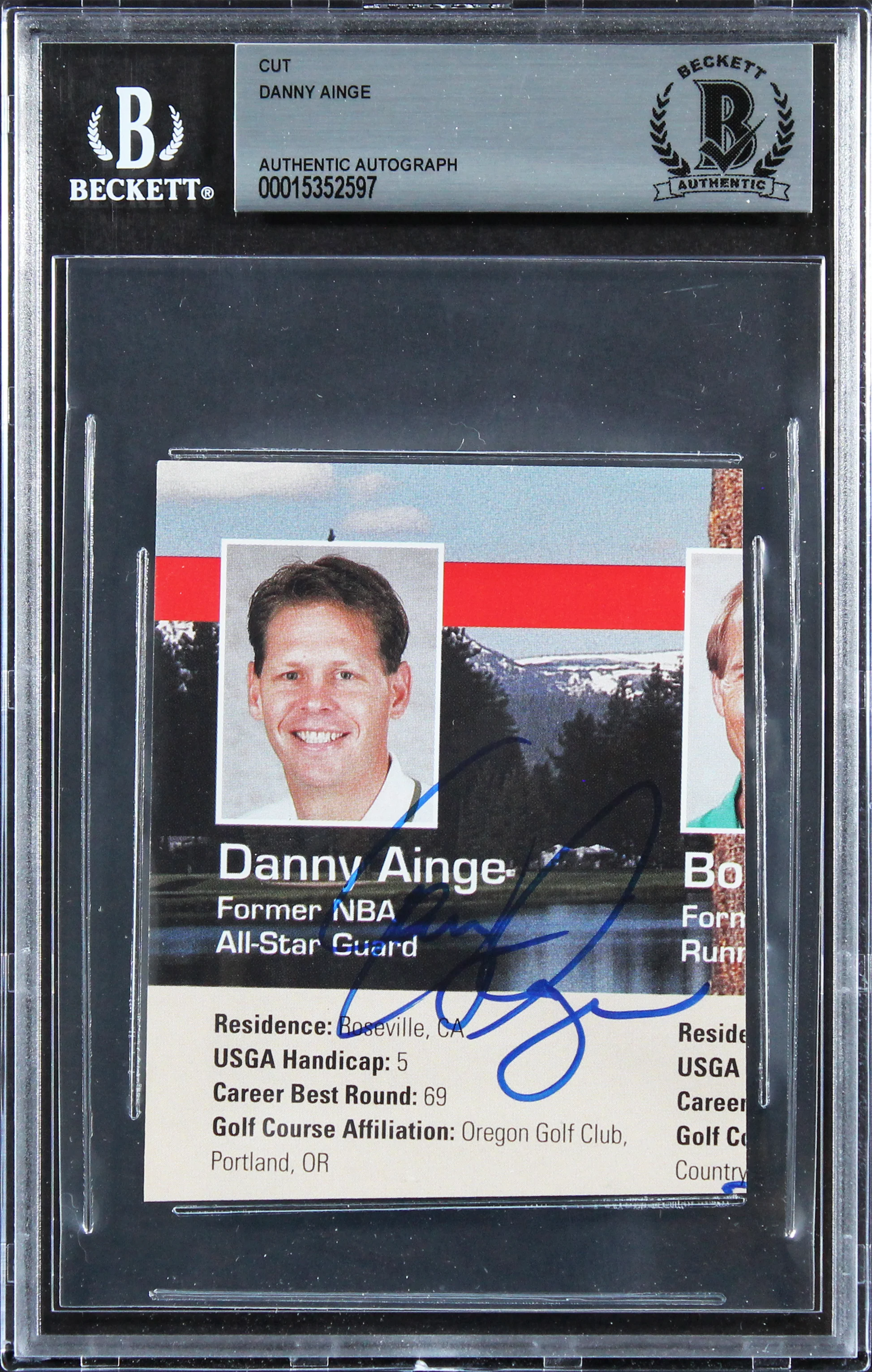 Celtics Danny Ainge Authentic Signed 3x3.75 Cut Signature BAS Slabbed - Image 2