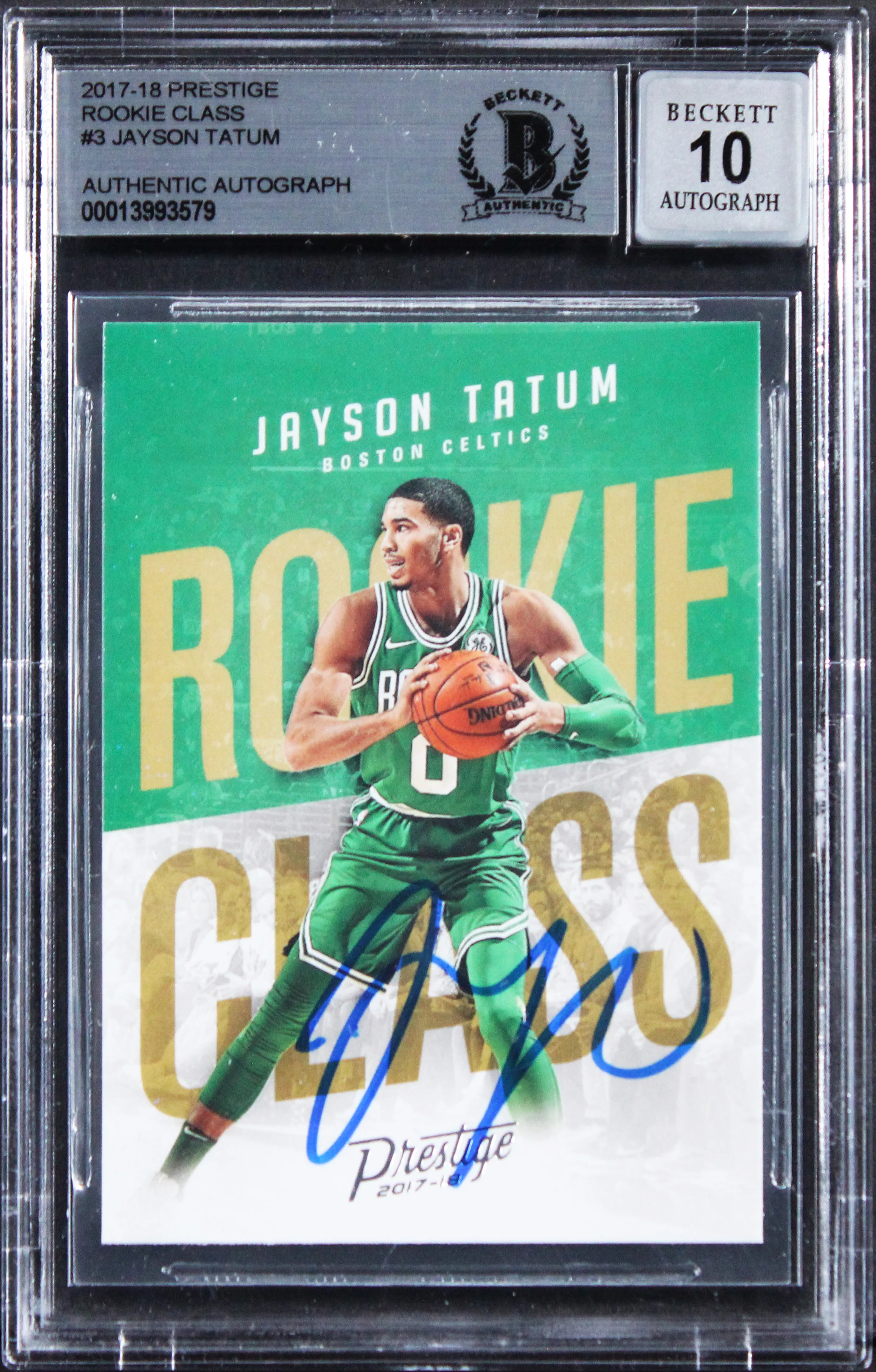 Celtics Jayson Tatum Signed 2017 Prestige #3 Rookie Card Auto 10! BAS Slabbed - Image 2