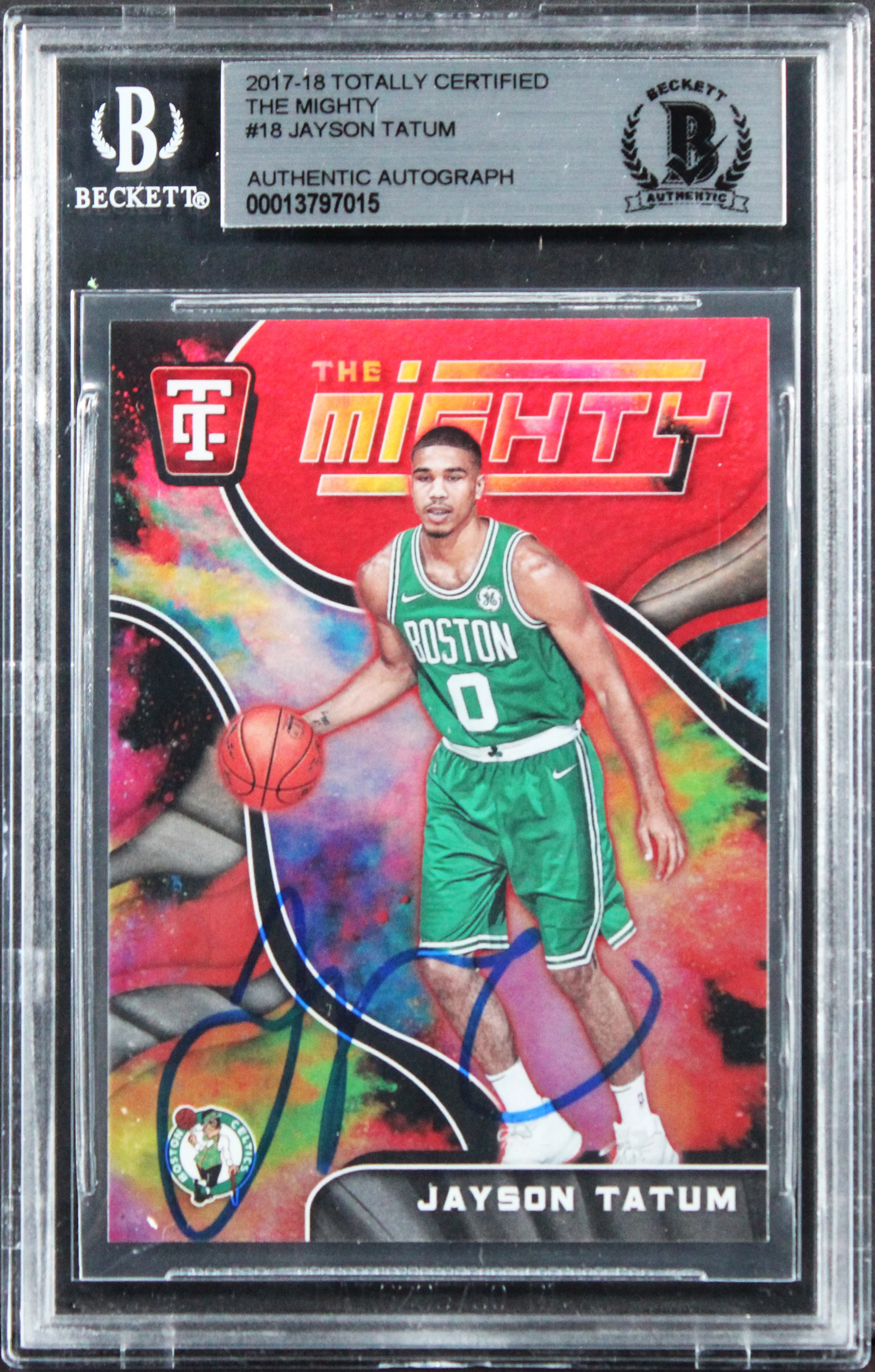 Celtics Jayson Tatum Signed 2017 Totally Certified #18 Rookie Card BAS Slabbed - Image 2
