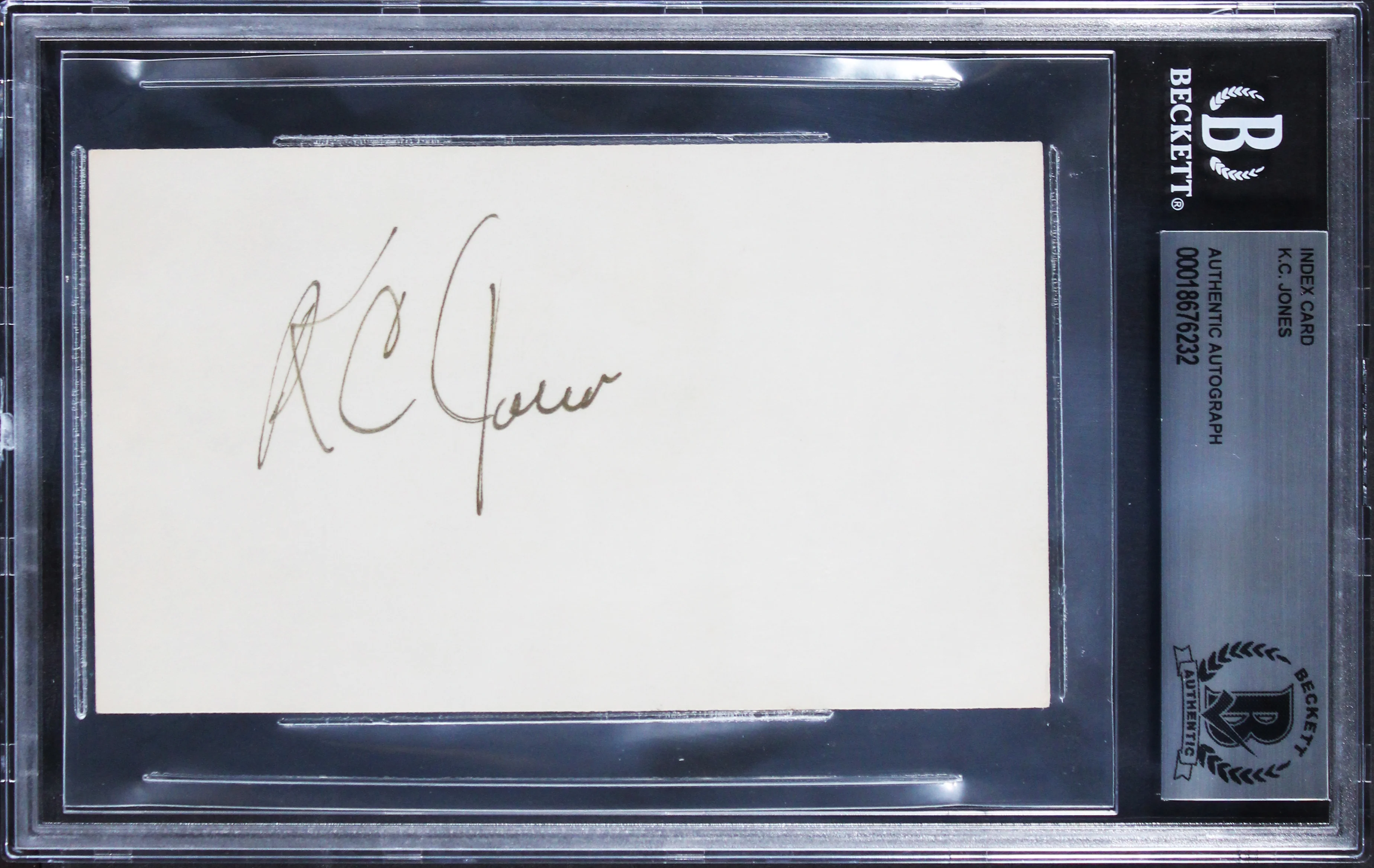 Celtics K.C. Jones Authentic Signed 3x5 Index Card Autographed BAS Slabbed - Image 2