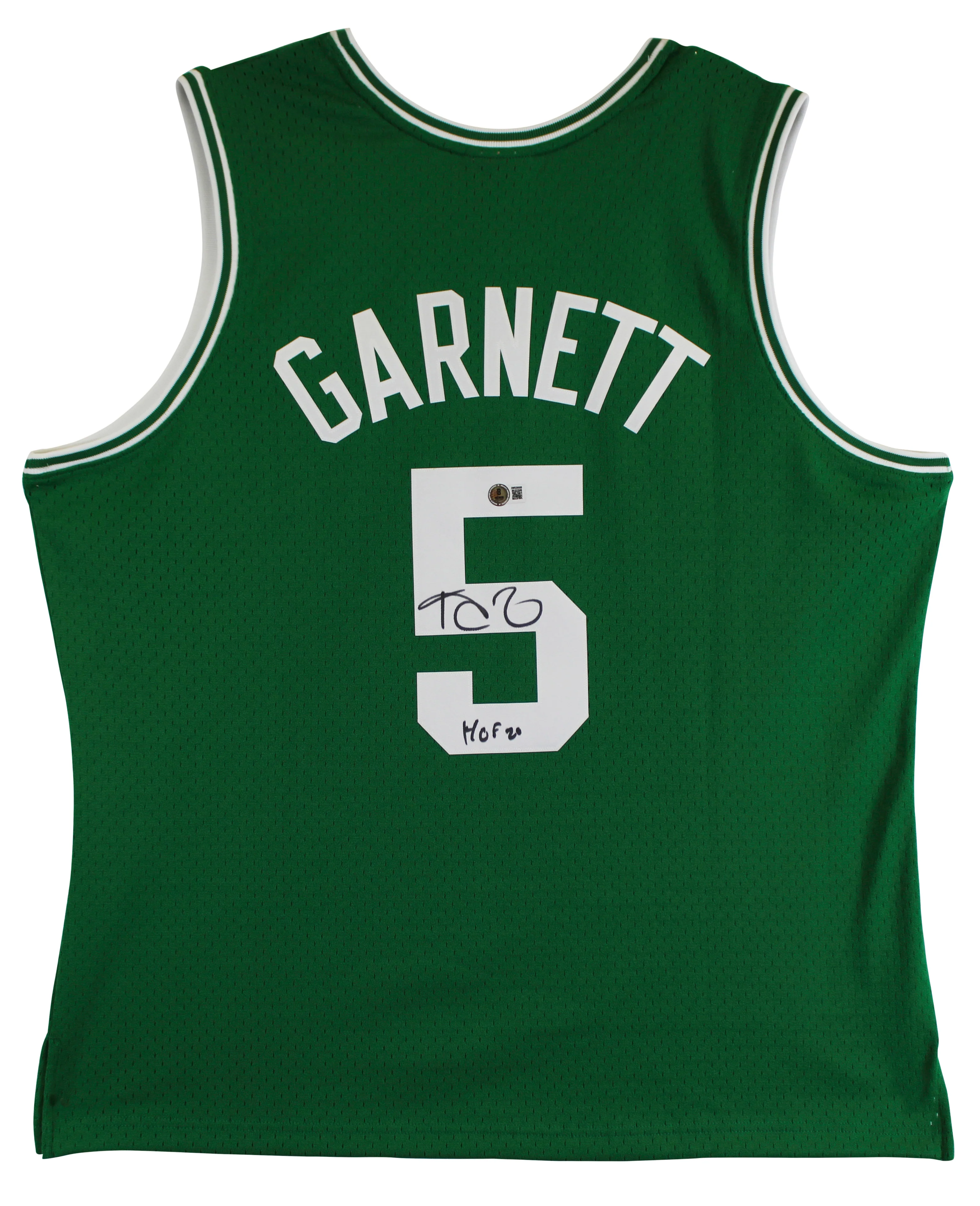 Celtics Kevin Garnett "HOF 20" Signed Green M&N HWC Swingman Jersey BAS Witness - Image 3