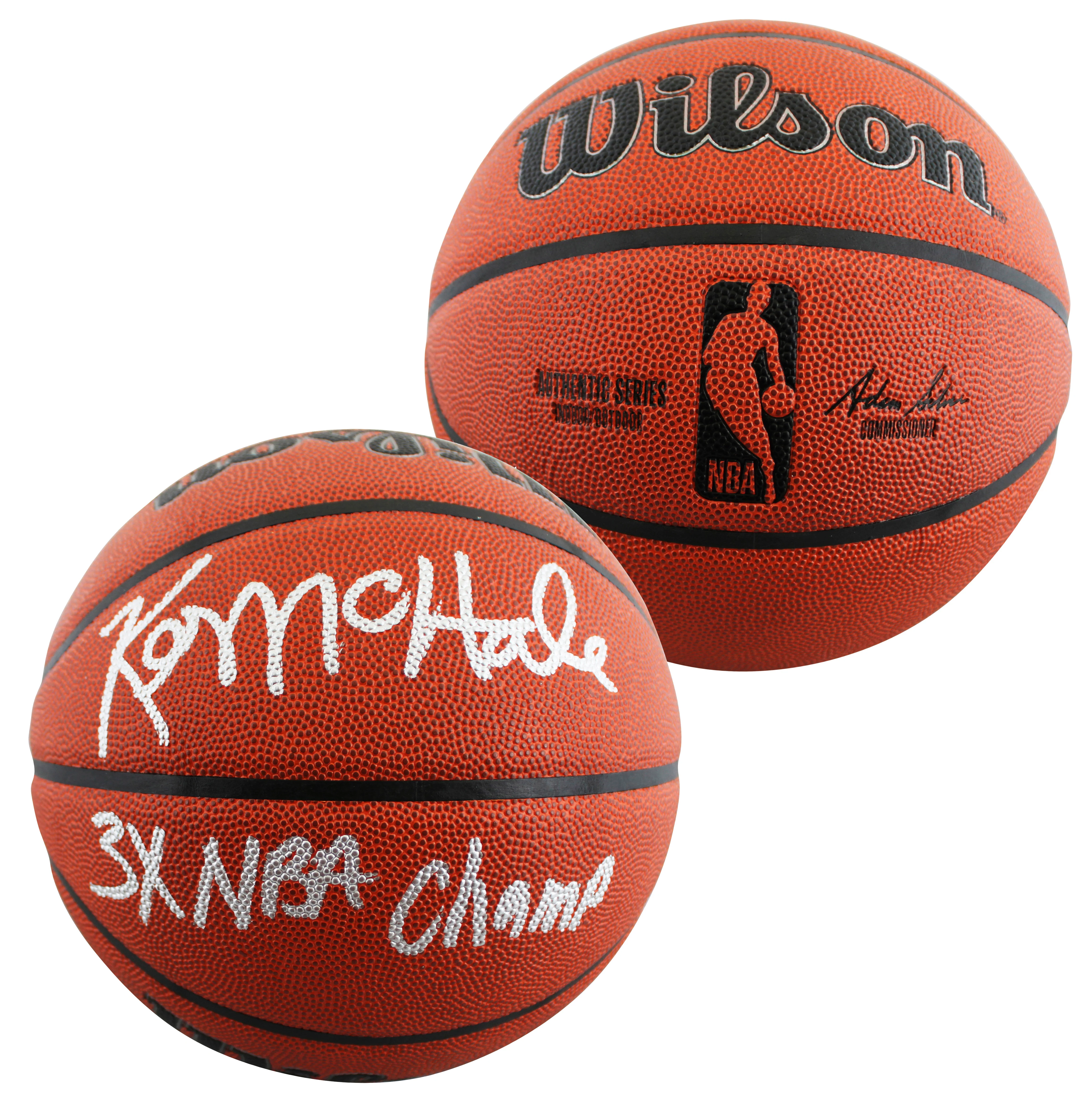 Celtics Kevin McHale "3x NBA Champ" Signed Wilson Basketball BAS Witnessed - Image 2