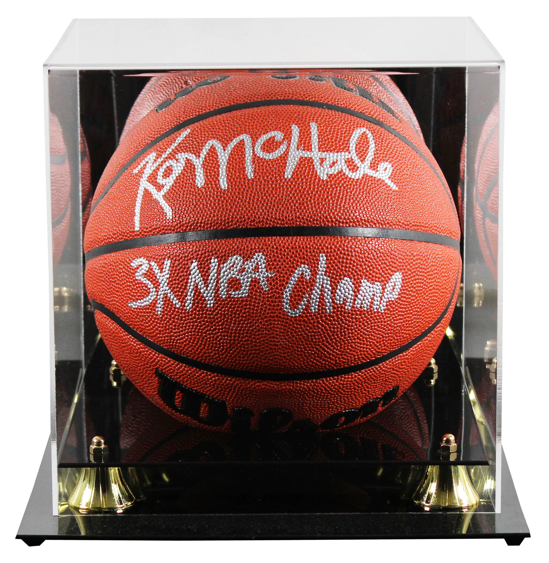 Celtics Kevin McHale "3x NBA Champ" Signed Wilson Basketball W/ Case BAS Witness - Image 2