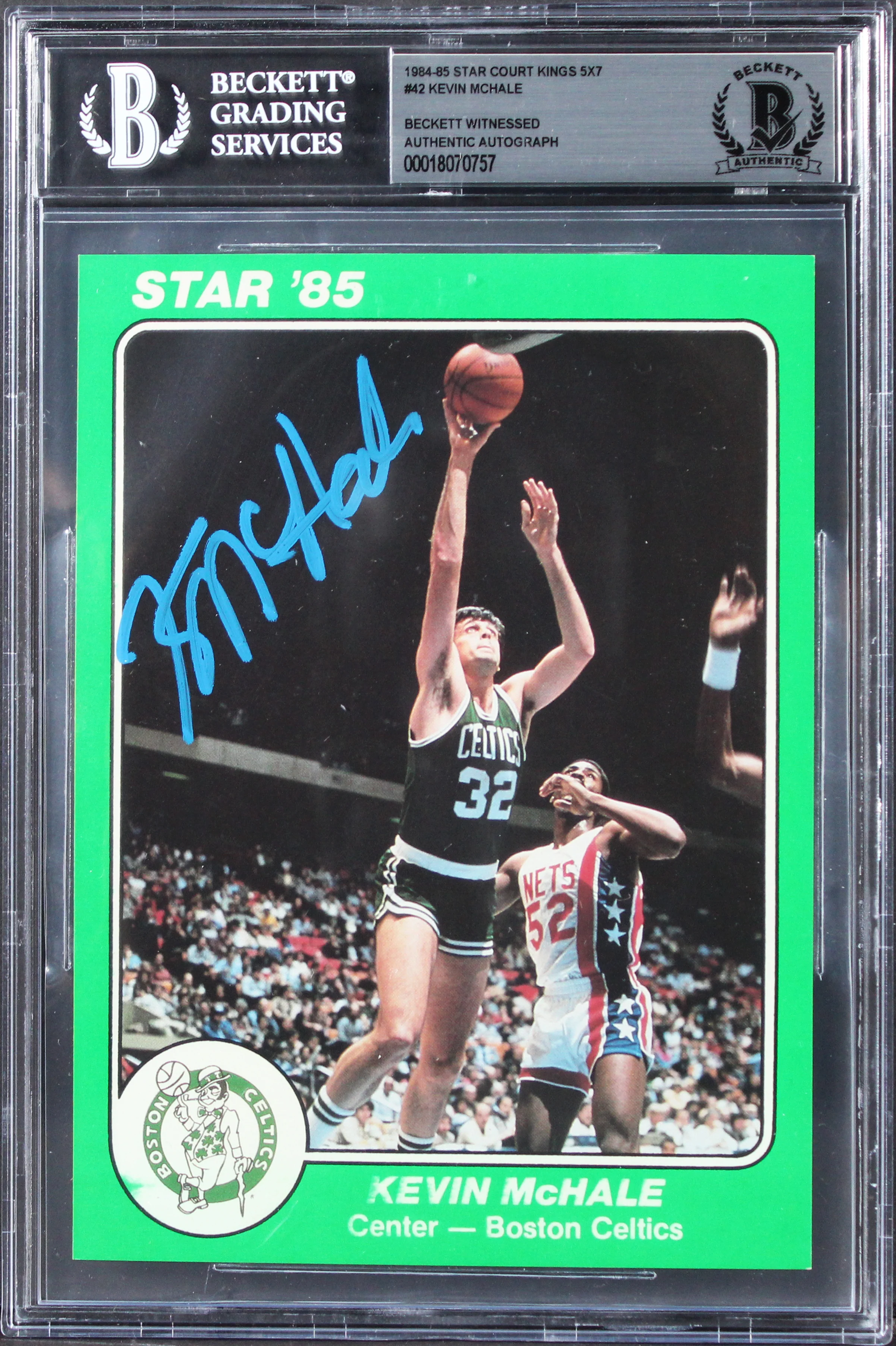 Celtics Kevin McHale Signed 1984 Star Celtics Champs #3 5x7 Card BAS Slabbed - Image 2