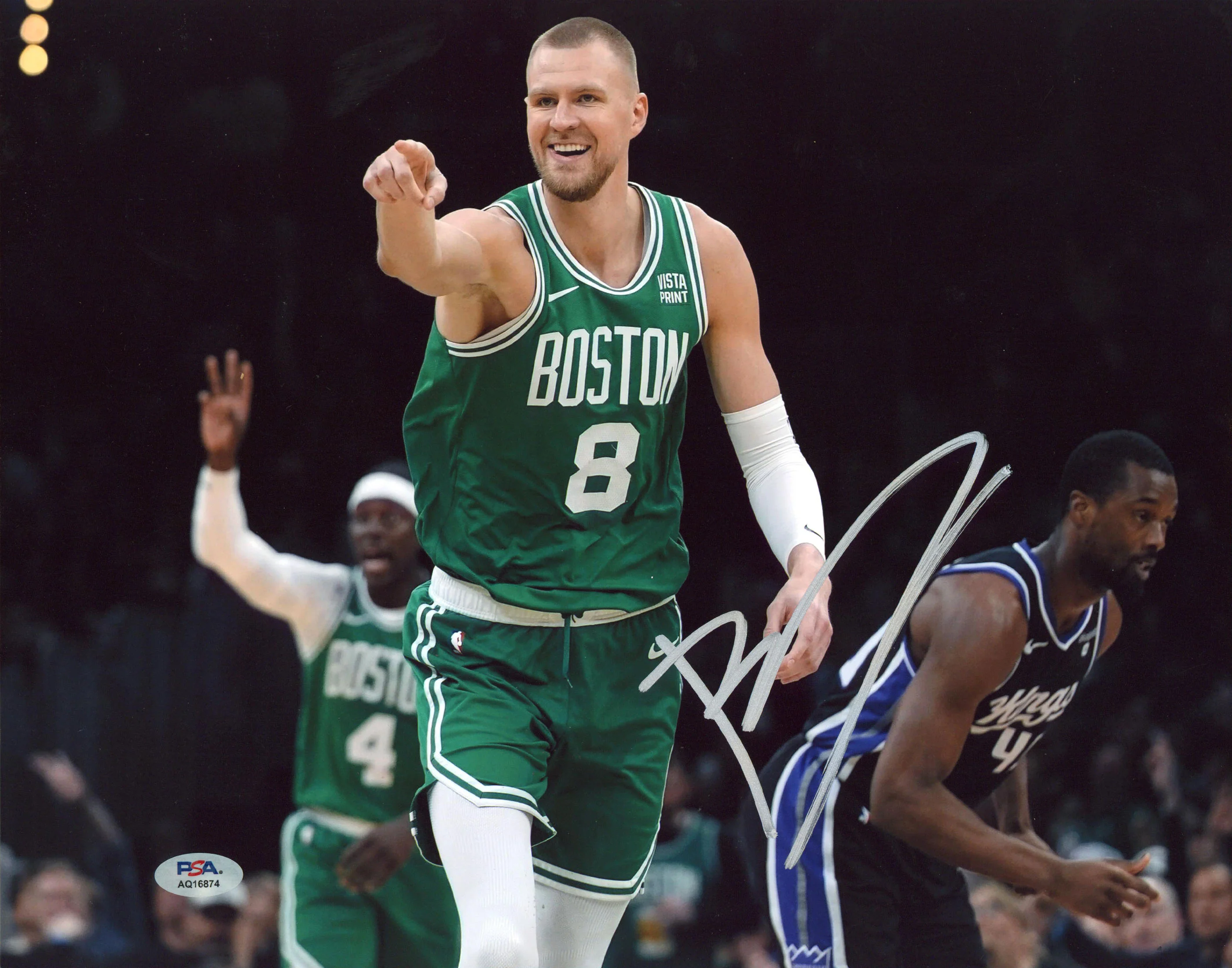 Celtics Kristaps Porziis Authentic Signed 11x14 Horizontal Photo PSA #AQ16874 - Image 2