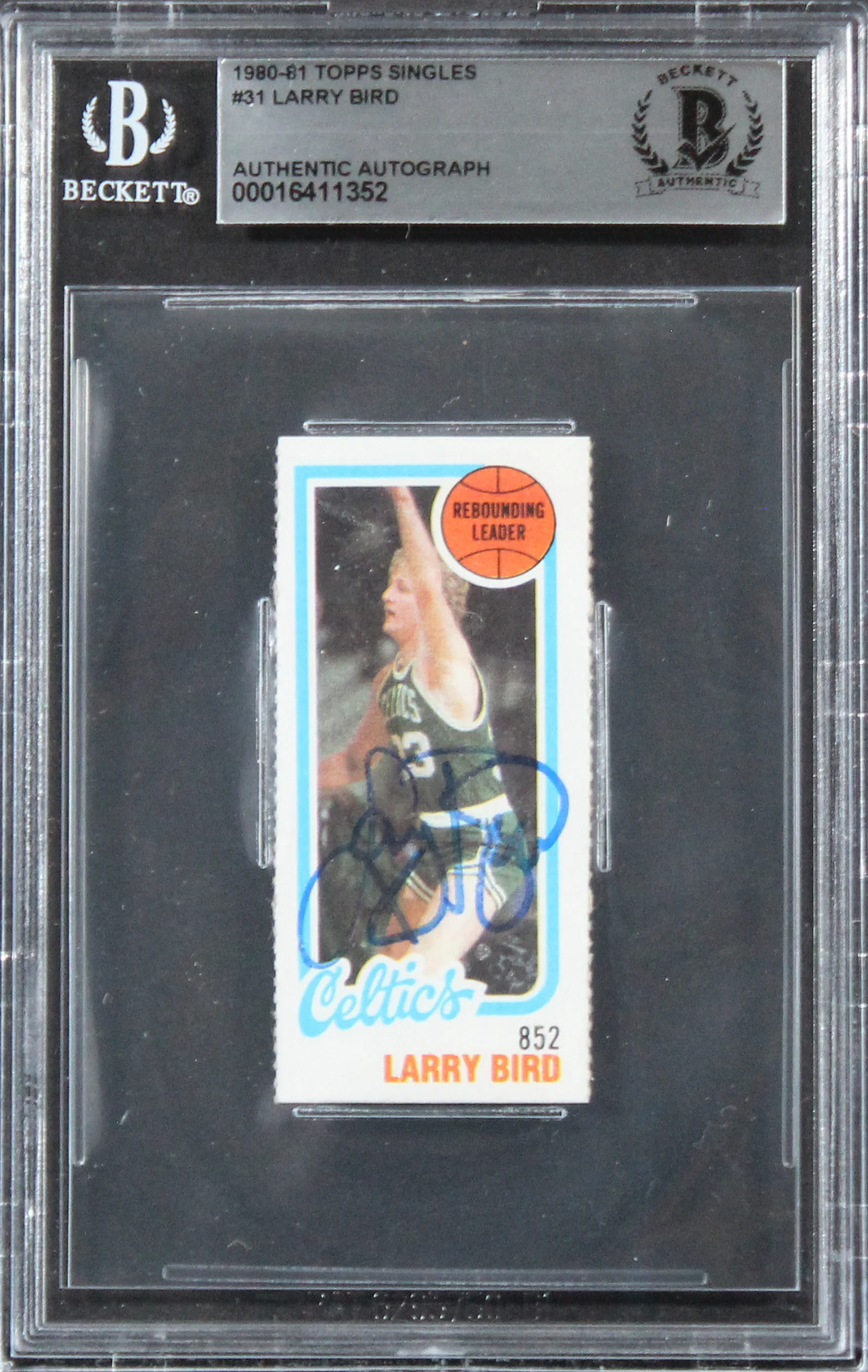 Celtics Larry Bird Authentic Signed 1980 Topps Singles #31 Card BAS Slabbed 1 - Image 2