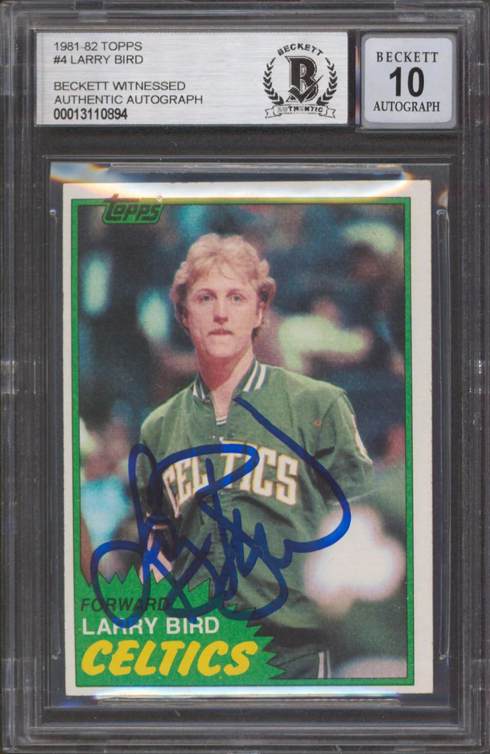 Celtics Larry Bird Authentic Signed 1981 Topps #4 Card Auto 10! BAS Slabbed - Image 2