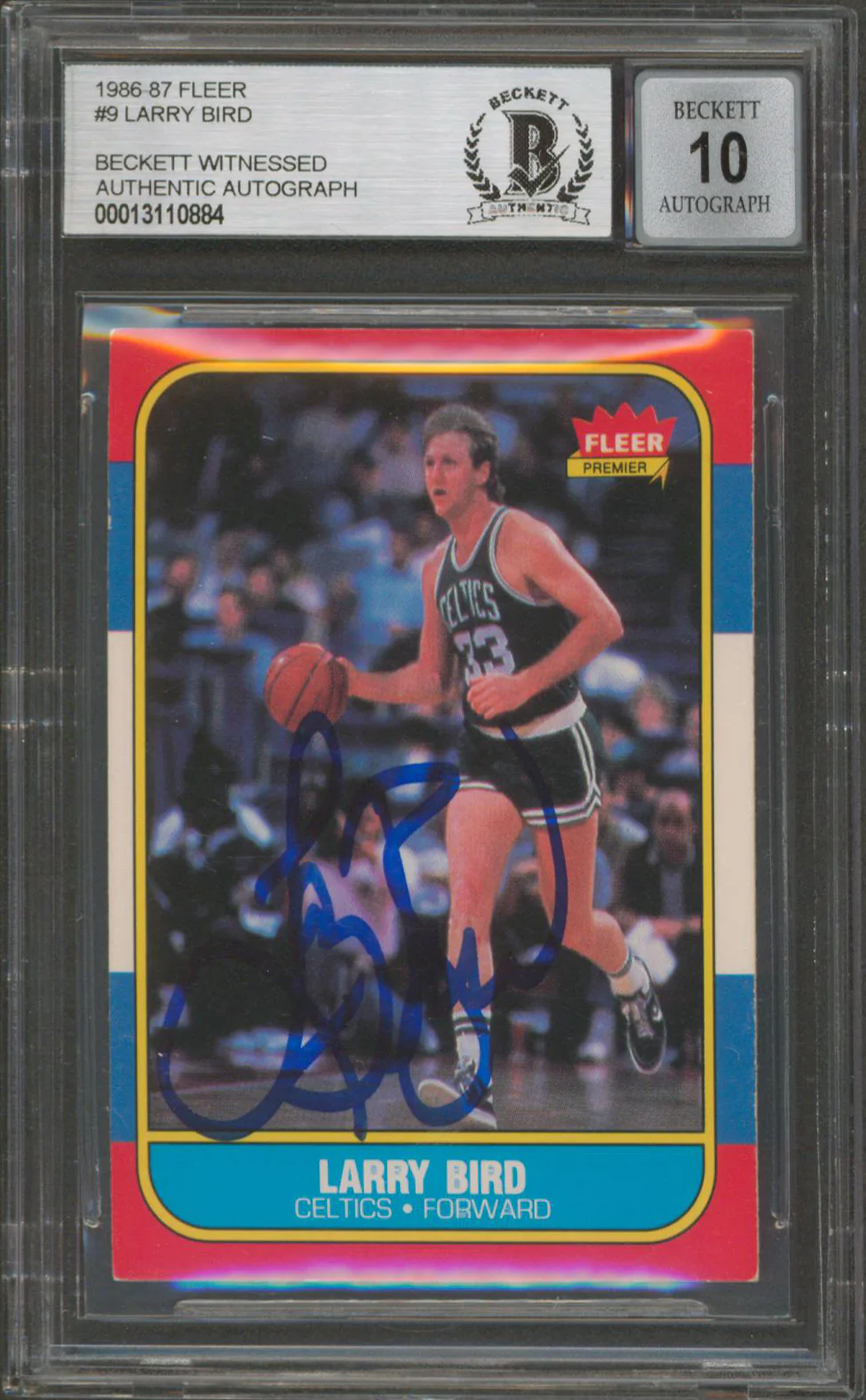 Celtics Larry Bird Authentic Signed 1986 Fleer #9 Card Auto 10! BAS Slabbed 2 - Image 2