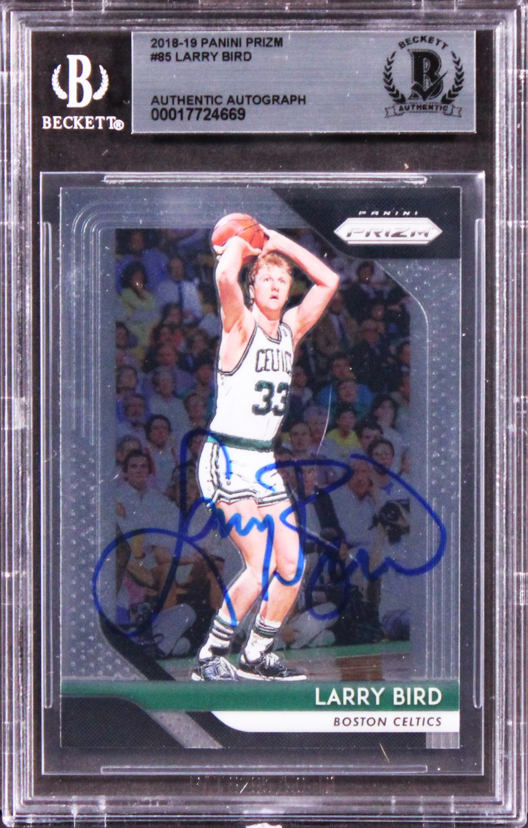 Celtics Larry Bird Authentic Signed 2018 Panini Prizm #85 Card BAS Slabbed 2 - Image 2