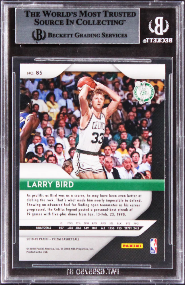 Celtics Larry Bird Authentic Signed 2018 Panini Prizm #85 Card BAS Slabbed - Image 3